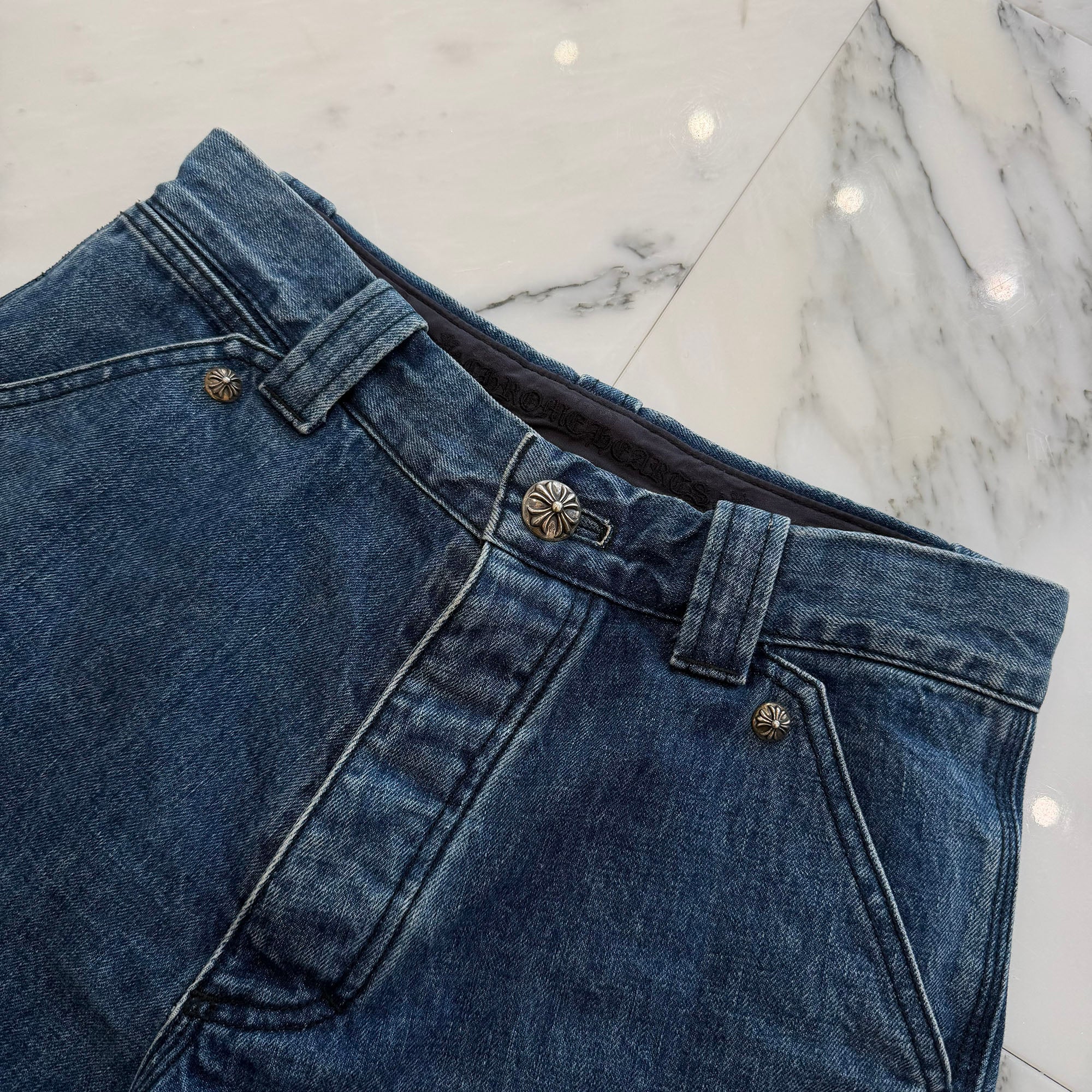 CHROME HEARTS Carpenter Cross Ball Button Denim Shorts Size 29 クロムハーツ カーペンター クロスボールボタン デニムショーツ サイズ29