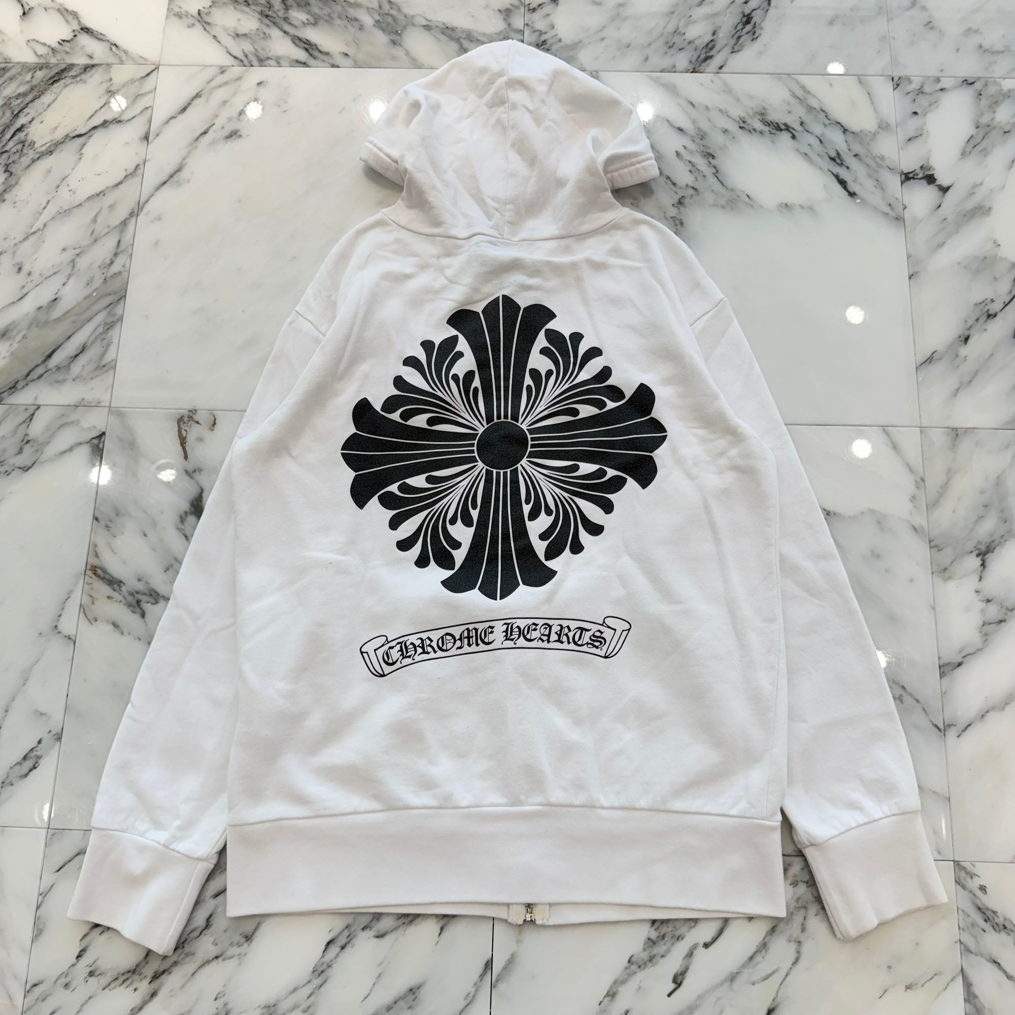 CHROME HEARTS CH Plus Floral Cross Zip Up Hoodie Size L クロムハーツ CHプラス フローラルクロス ジップアップフーディ サイズL