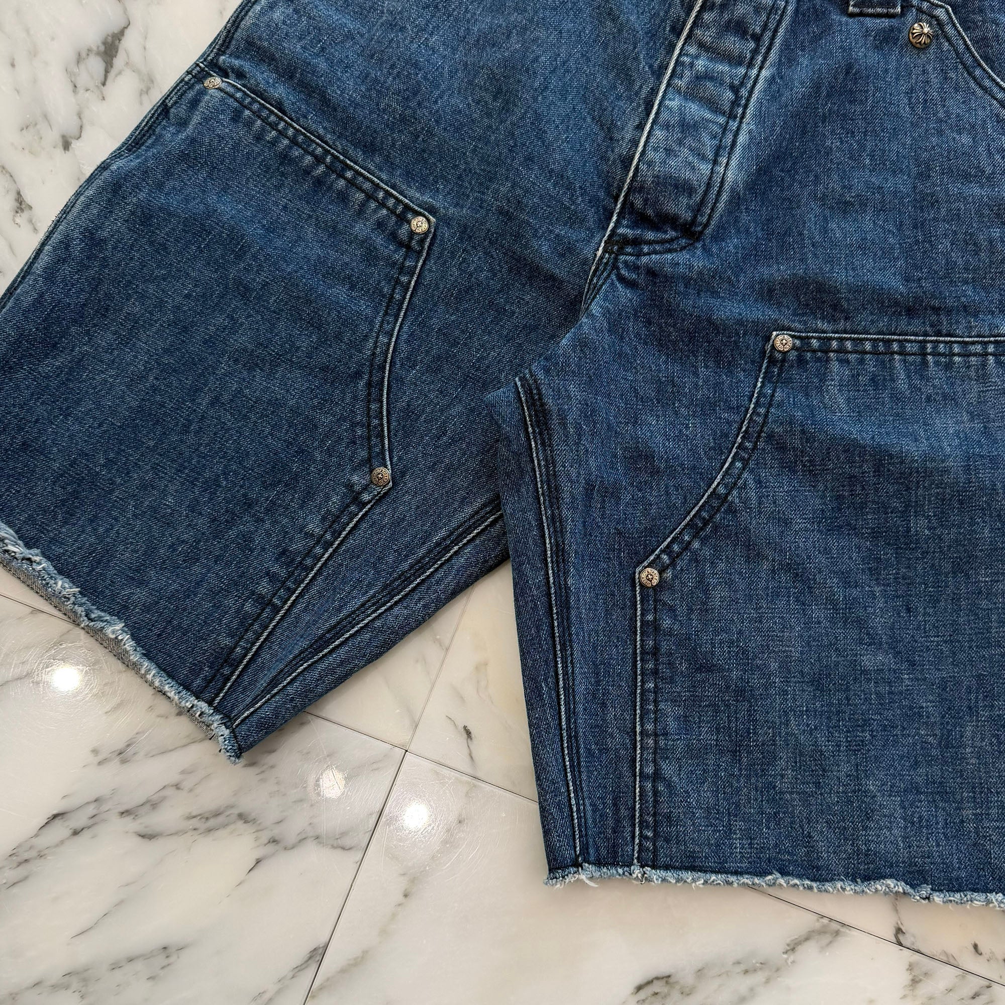 CHROME HEARTS Carpenter Cross Ball Button Denim Shorts Size 29 クロムハーツ カーペンター クロスボールボタン デニムショーツ サイズ29