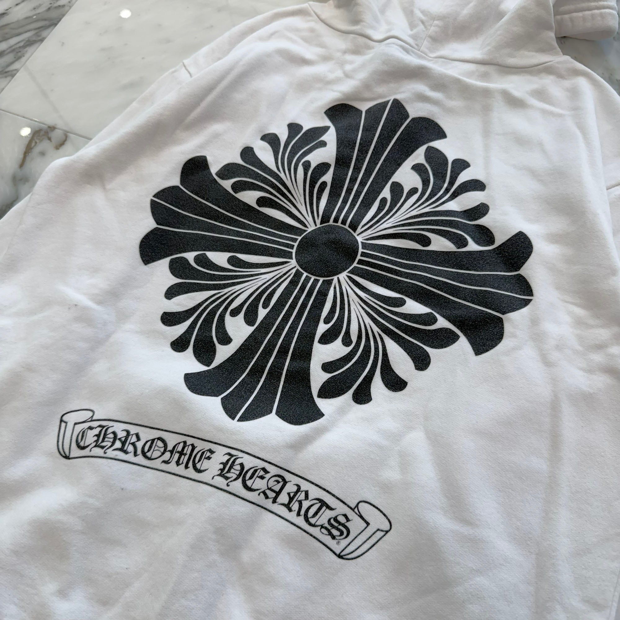 CHROME HEARTS CH Plus Floral Cross Zip Up Hoodie Size L クロムハーツ CHプラス フローラルクロス ジップアップフーディ サイズL