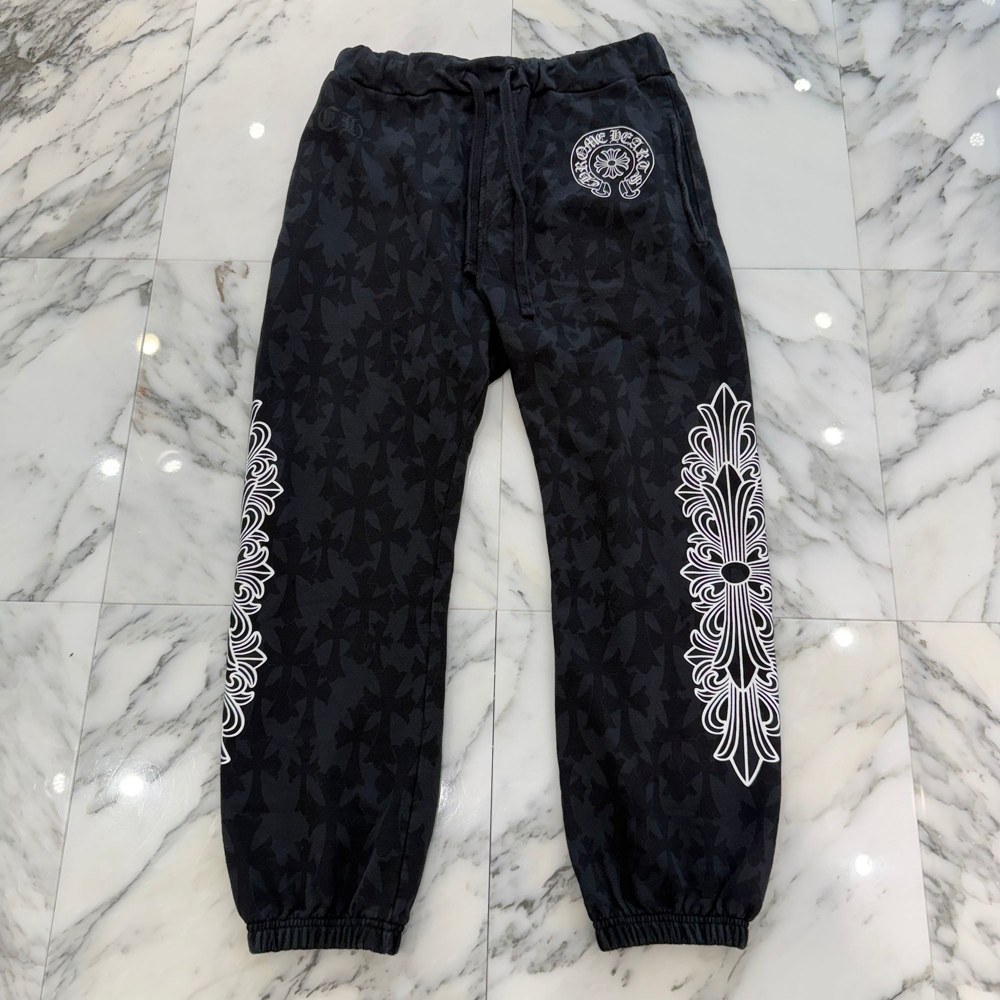 CHROME HEARTS 2024SS Graveyard Cemetery Cross Sweat Long Pants Size M クロムハーツ グレイブヤード セメタリークロス スウェットパンツ サイズM