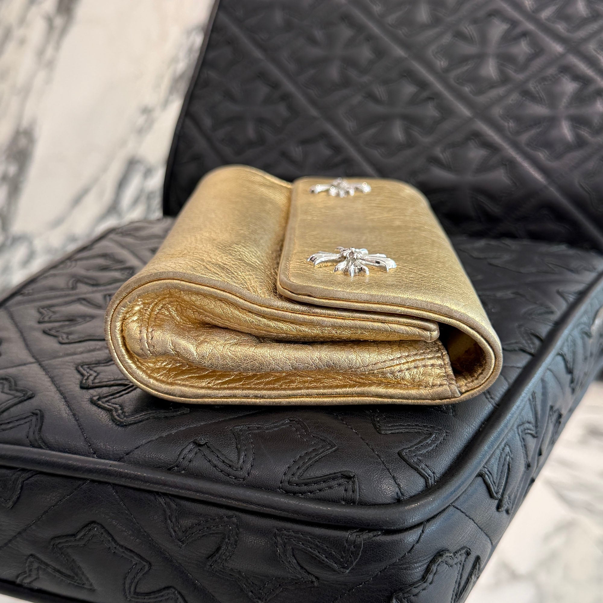 CHROME HEARTS CH PLUS Dinner Leather Clutch Bag クロムハーツ CHプラス ディナー レザー クラッチバッグ