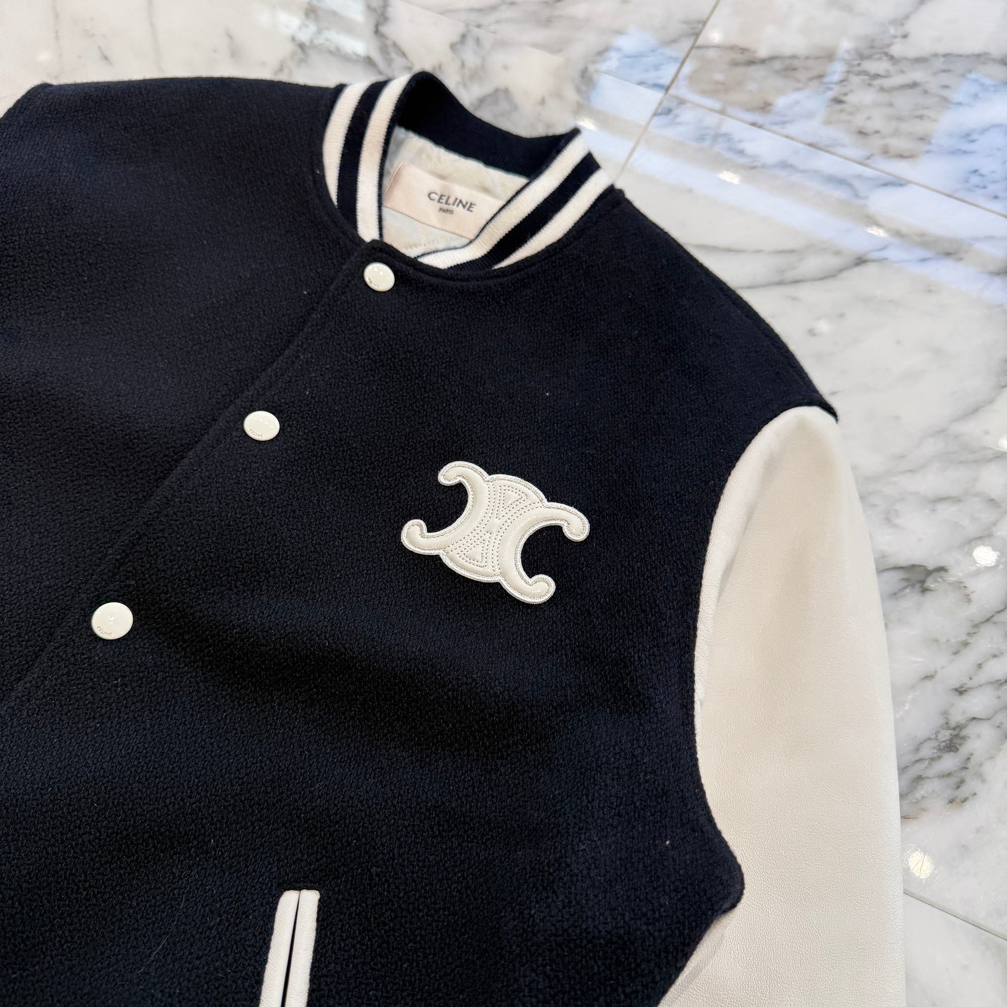CELINE 2024AW Teddy Versity Jacket 2V29V896C.07MR Size 36 セリーヌ テディ バーシティジャケット サイズ36