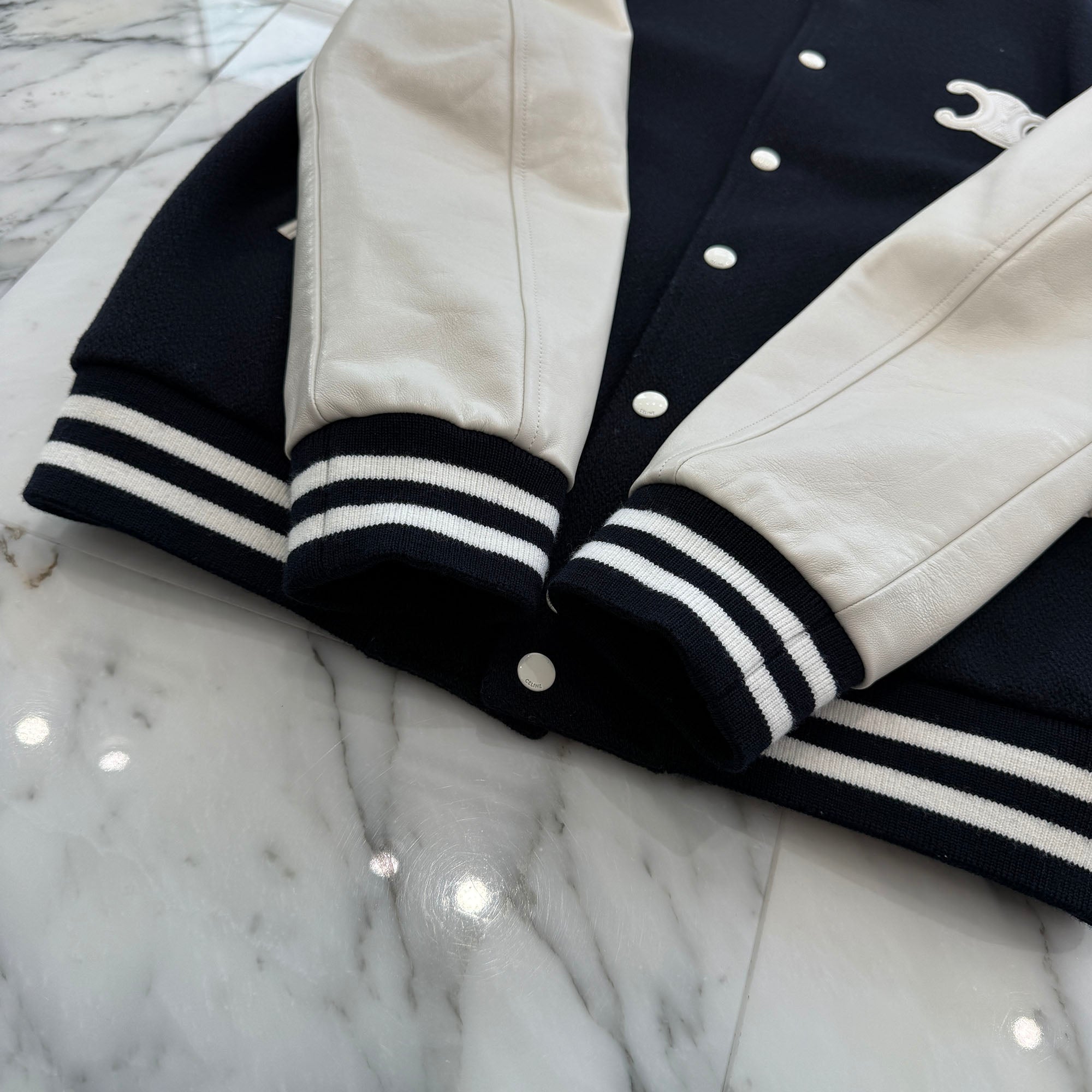 CELINE 2024AW Teddy Versity Jacket 2V29V896C.07MR Size 36 セリーヌ テディ バーシティジャケット サイズ36