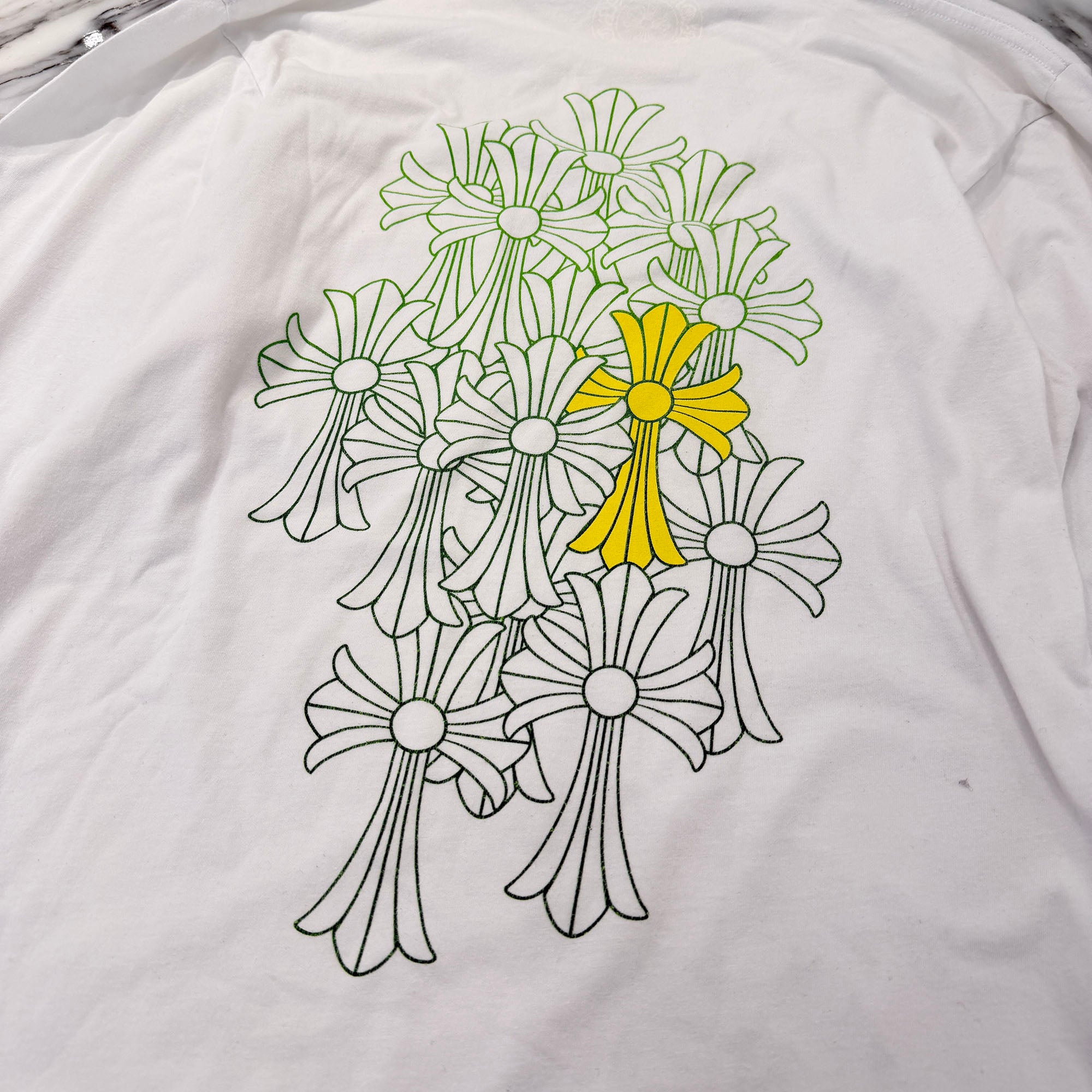 CHROME HEARTS Back Cemetery Green Cross Print Long Sleeve Tee Size S クロムハーツ バックセメタリー グリーンクロスプリント ロングスリーブTシャツ サイズS