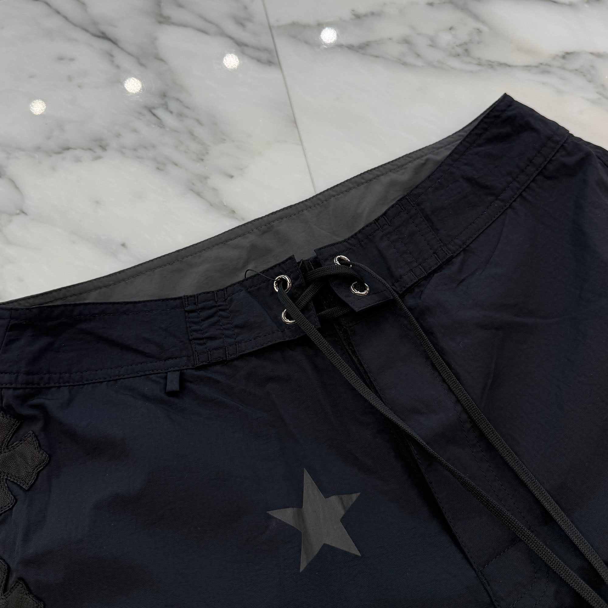 CHROME HEARTS 1 Cross Leather Patch Star Surf Short Pants Size 30 クロムハーツ 1 クロス レザーパッチ スターサーフショートパンツ サイズ30