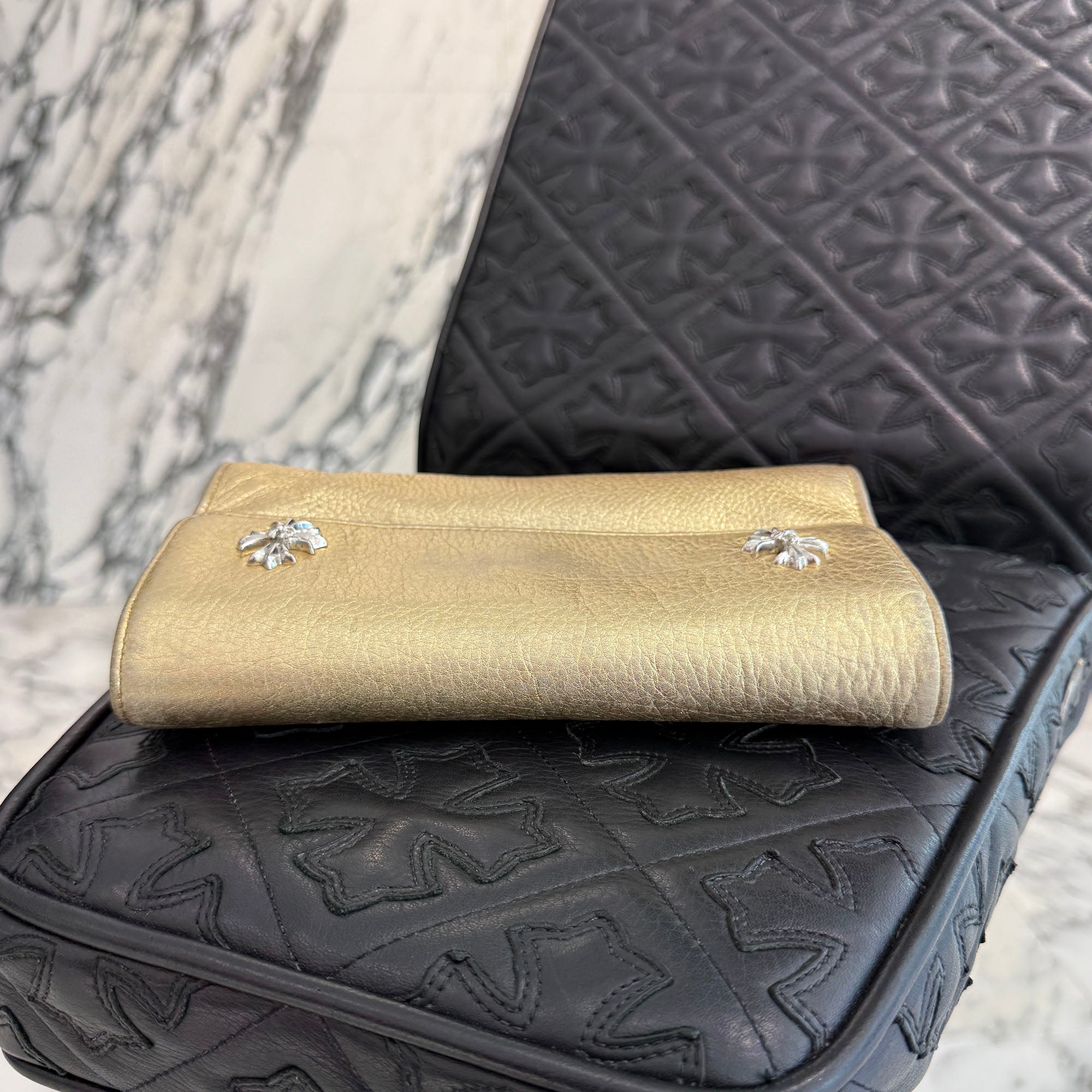 CHROME HEARTS CH PLUS Dinner Leather Clutch Bag クロムハーツ CHプラス ディナー レザー クラッチバッグ