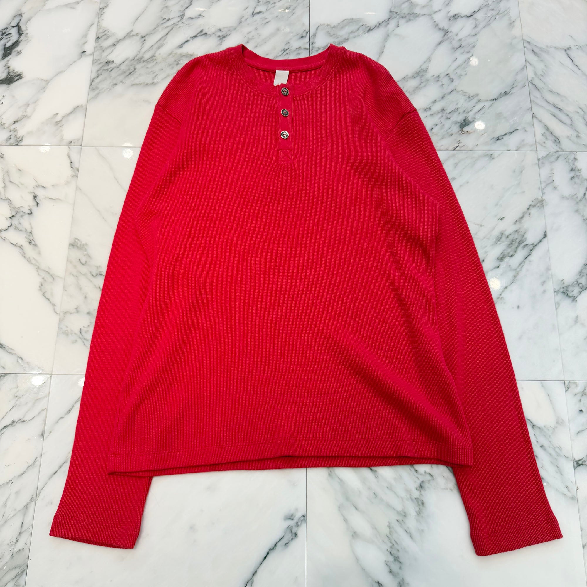 CHROME HEARTS Y NOT King Taco 3 Cemetery Cross Embroidery Thermal Henry Neck Long Sleeve Tee Size XL クロムハ―ツ ワイノット キングタコ 3セメタリークロス刺繍 サーマル ヘンリーネックロングスリーブTシャツ サイズXL