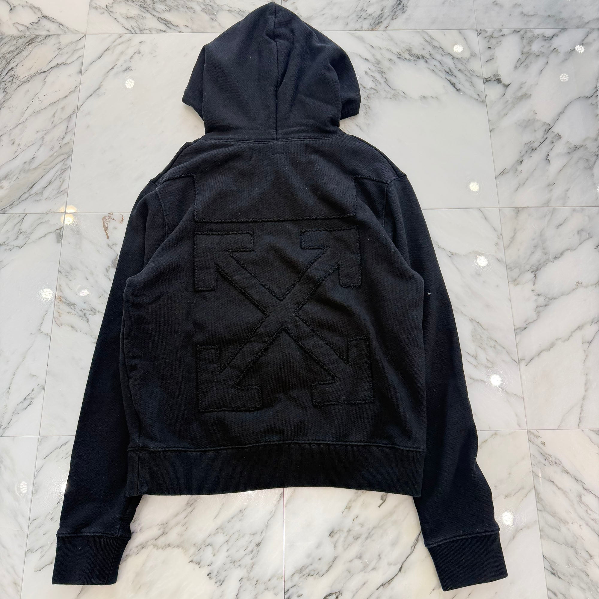 OFF-WHITE 2020SS Back Arrow Embroidery Patch Pullover Hoodie OMBB034R20D25032 Size M オフホワイト バック アロー 刺繍 パッチ プルオーバーフーディー サイズM