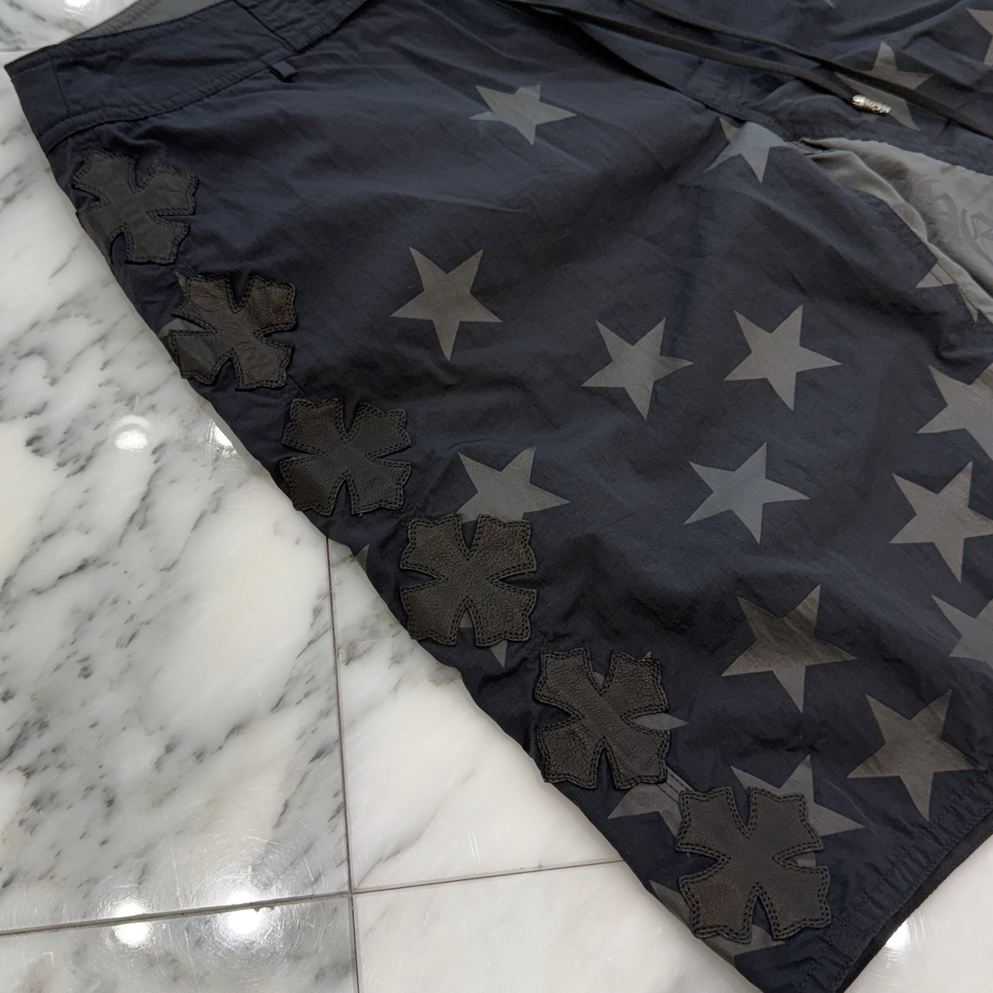 CHROME HEARTS 1 Cross Leather Patch Star Surf Short Pants Size 30 クロムハーツ 1 クロス レザーパッチ スターサーフショートパンツ サイズ30