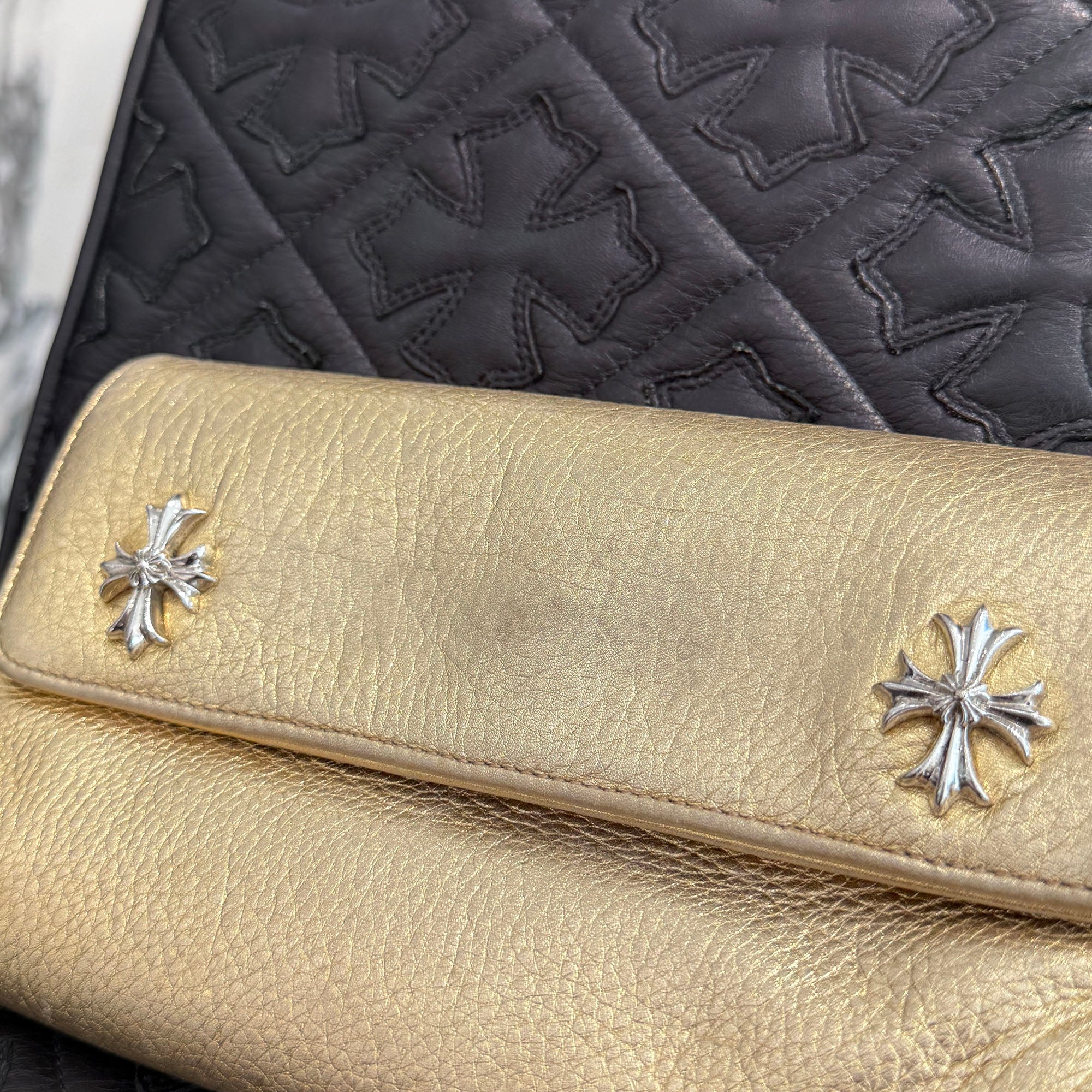 CHROME HEARTS CH PLUS Dinner Leather Clutch Bag クロムハーツ CHプラス ディナー レザー クラッチバッグ
