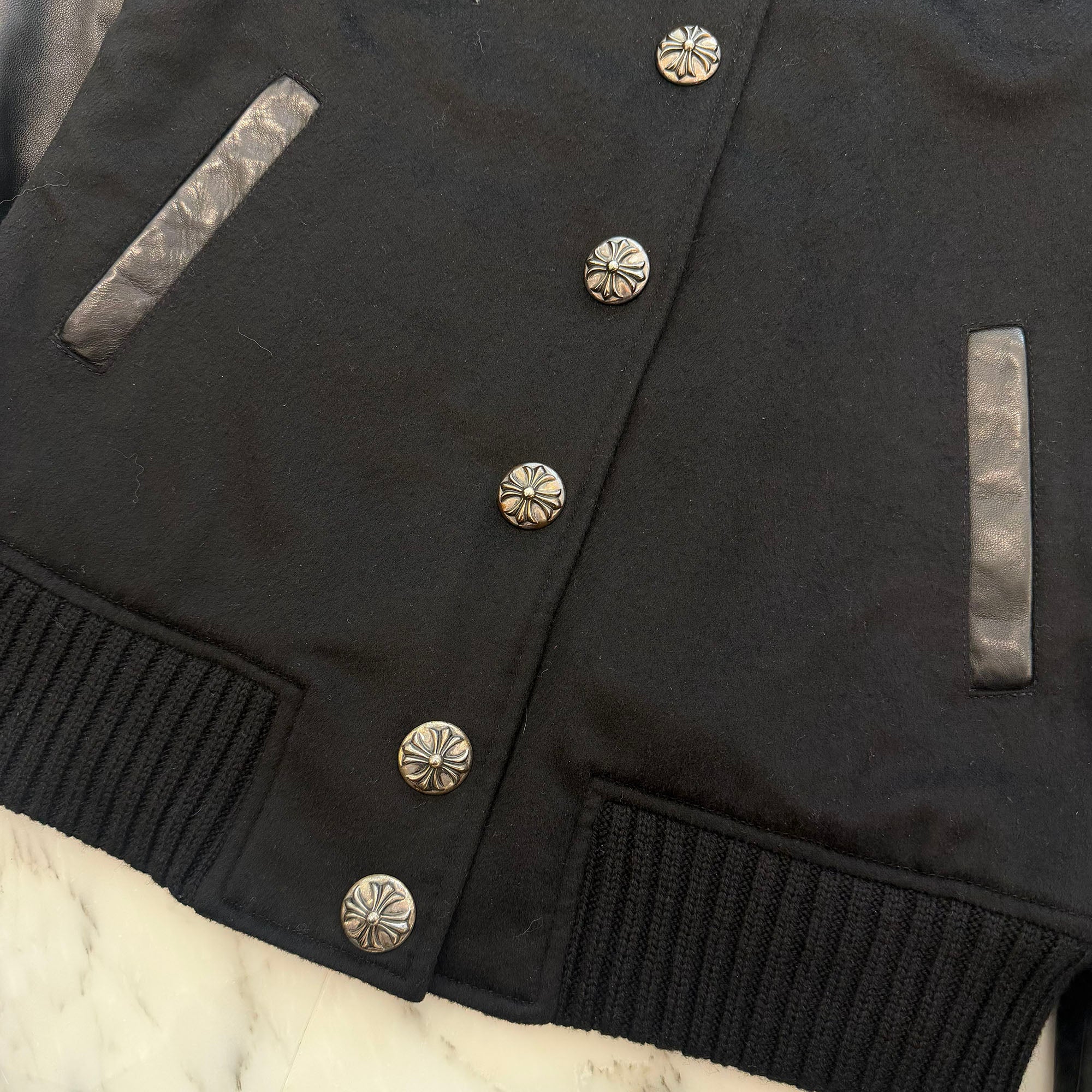 CHROME HEARTS LETTERMAN Star Leather Patch Blouson Jacket Size M クロムハーツ レターマン スターレザーパッチ ブルゾンジャケット サイズM