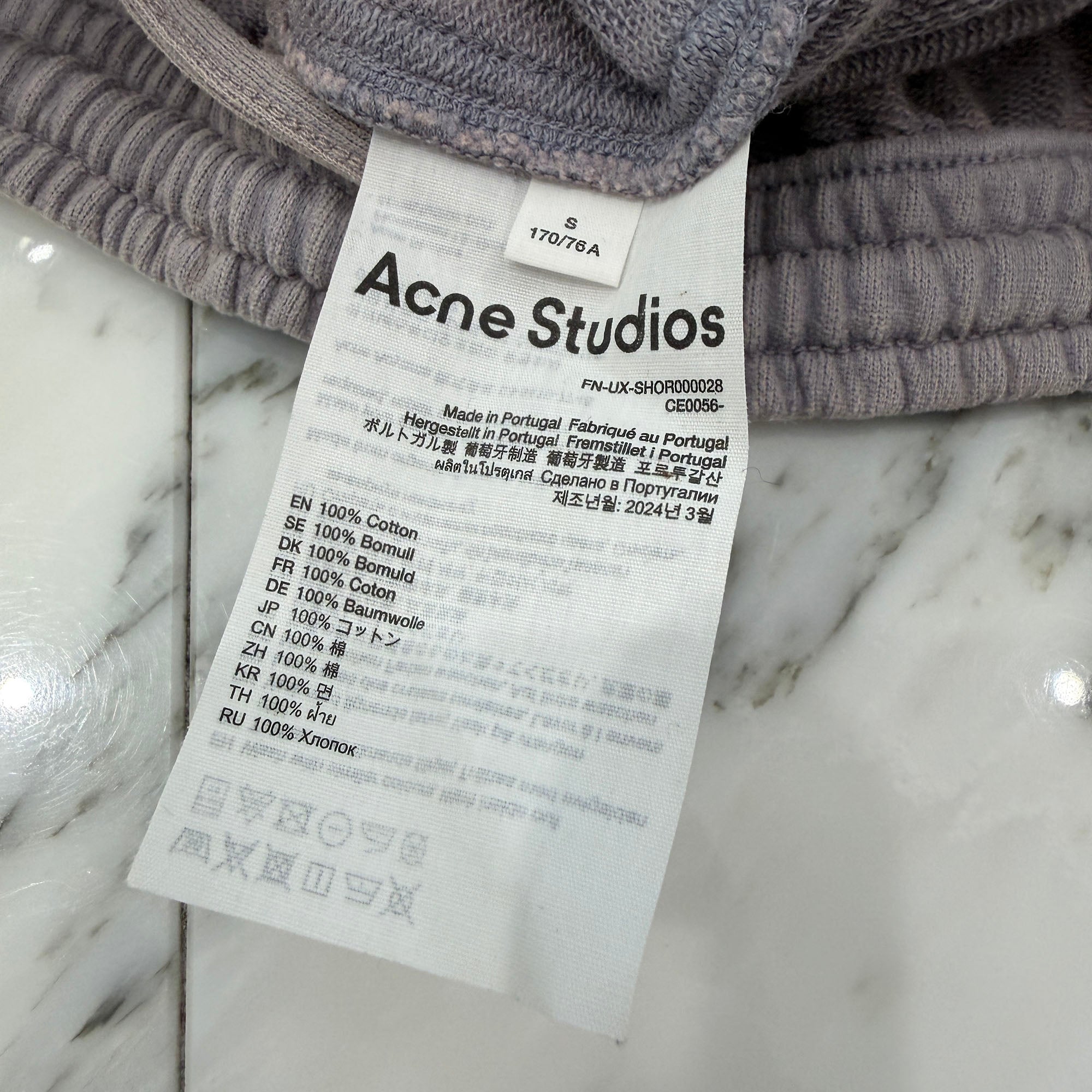 Acne Studios 2025SS Cotton Sweat Shorts FN-UX-SHOR000008 Size S アクネストゥディオス コットン スウェット ショート パンツ サイズS