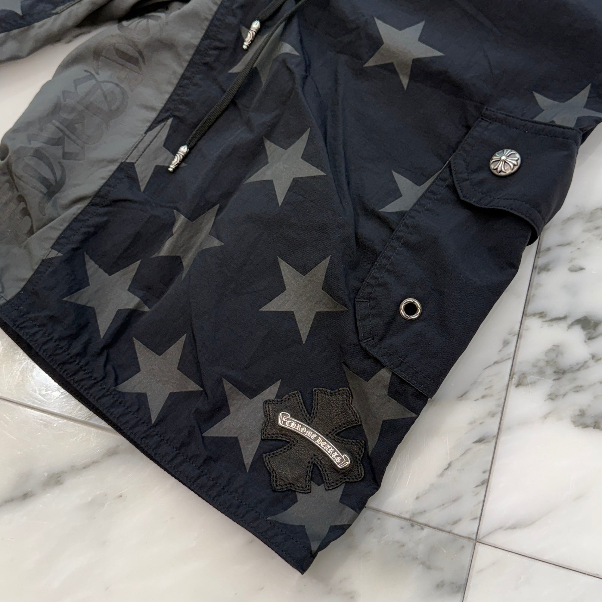 CHROME HEARTS 1 Cross Leather Patch Star Surf Short Pants Size 30 クロムハーツ 1 クロス レザーパッチ スターサーフショートパンツ サイズ30