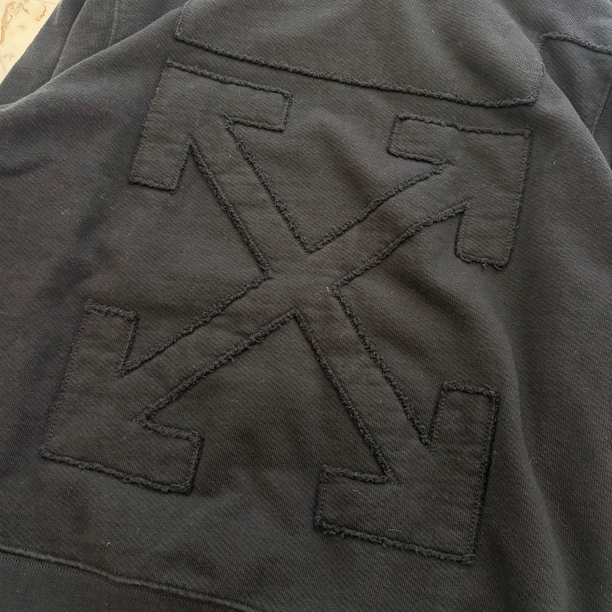 OFF-WHITE 2020SS Back Arrow Embroidery Patch Pullover Hoodie OMBB034R20D25032 Size M オフホワイト バック アロー 刺繍 パッチ プルオーバーフーディー サイズM