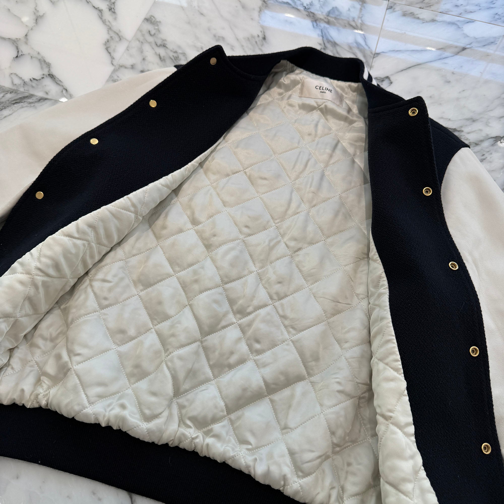 CELINE 2024AW Teddy Versity Jacket 2V29V896C.07MR Size 36 セリーヌ テディ バーシティジャケット サイズ36