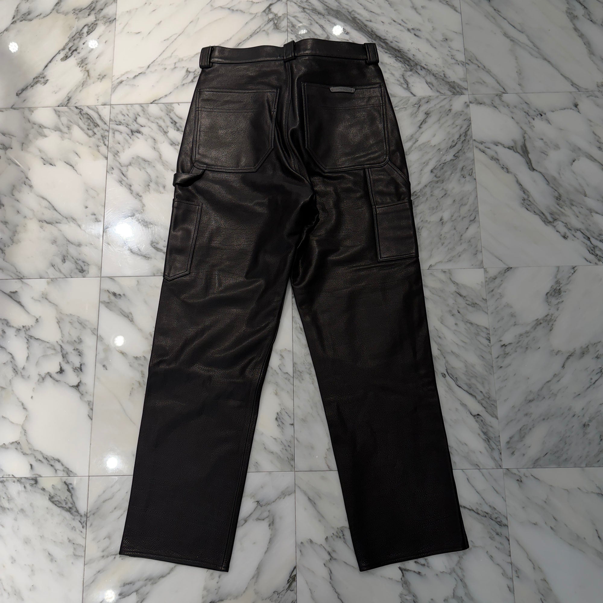CHROME HEARTS Flare Knee Cross Ball Button Leather Pants Size 32 クロムハーツ フレアニー クロスボールボタン レザーパンツ サイズ32