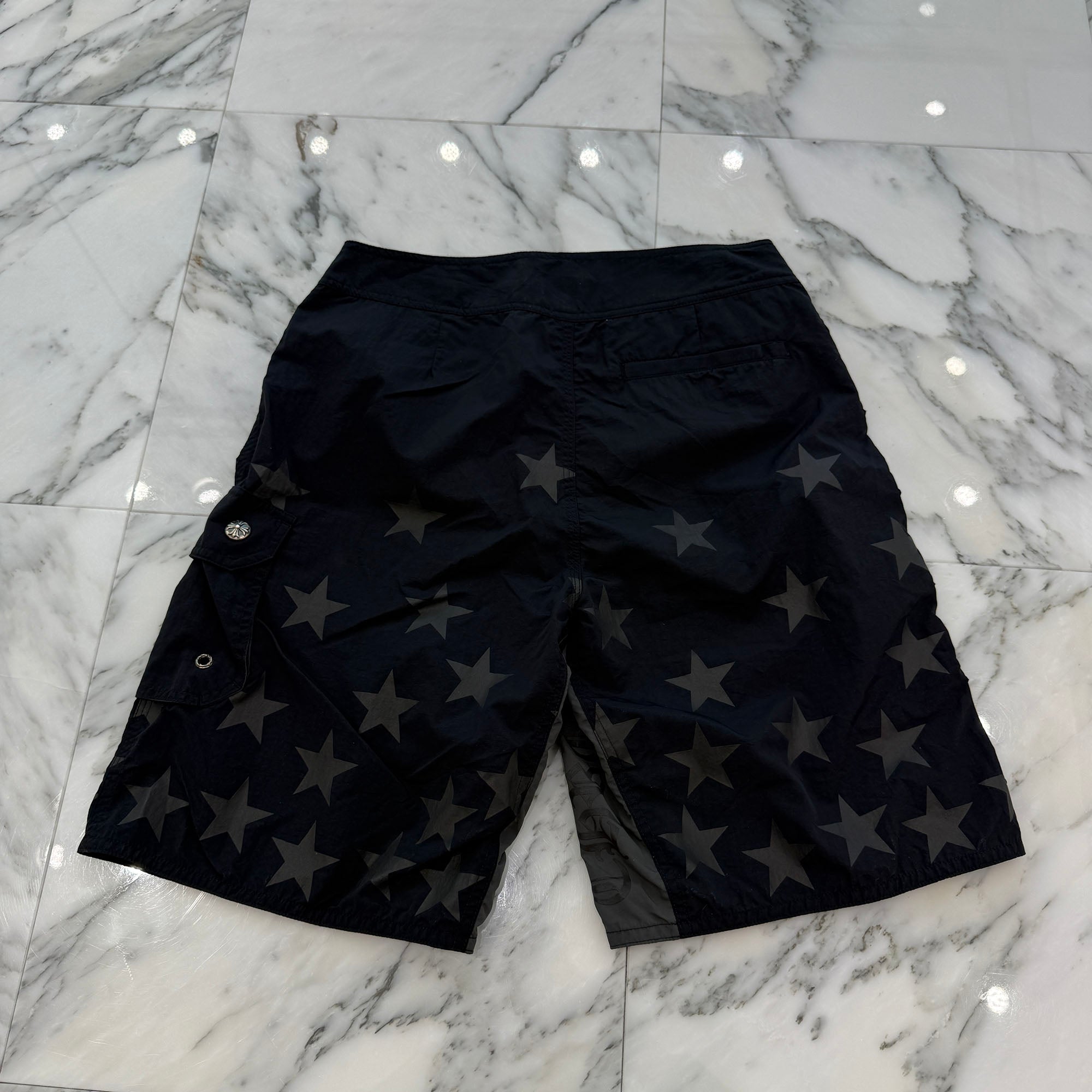 CHROME HEARTS 1 Cross Leather Patch Star Surf Short Pants Size 30 クロムハーツ 1 クロス レザーパッチ スターサーフショートパンツ サイズ30