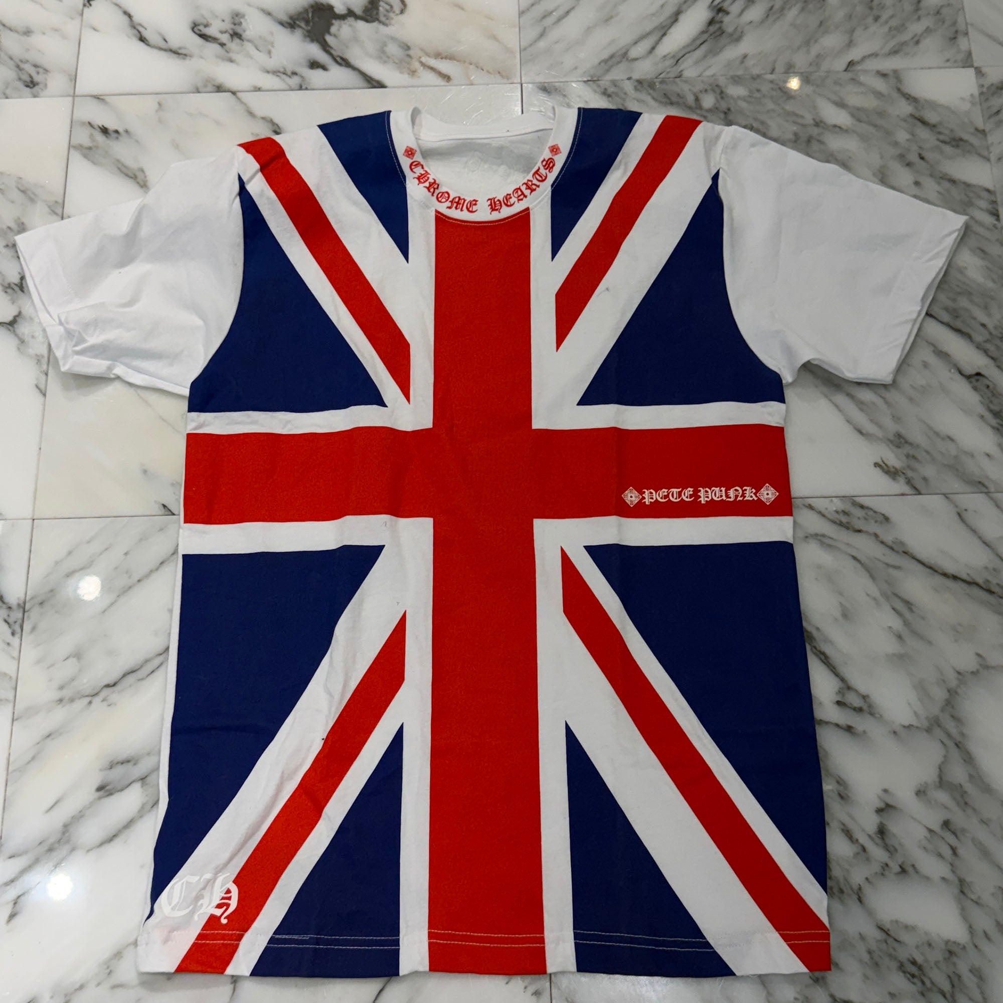 CHROME HEARTS Union Jack Neck Logo Short Sleeve Tee Size M クロムハーツ ユニオン ジャック ネックロゴ ショートスリーブ Tシャツ サイズM