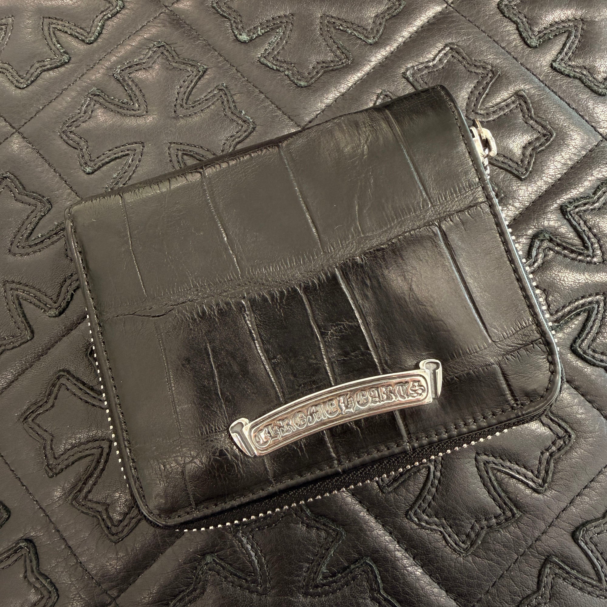 CHROME HEARTS Alligator Leather Square Zip Bill Wallet クロムハーツ アリゲーターレザー スクエアジップ ビルウォレット