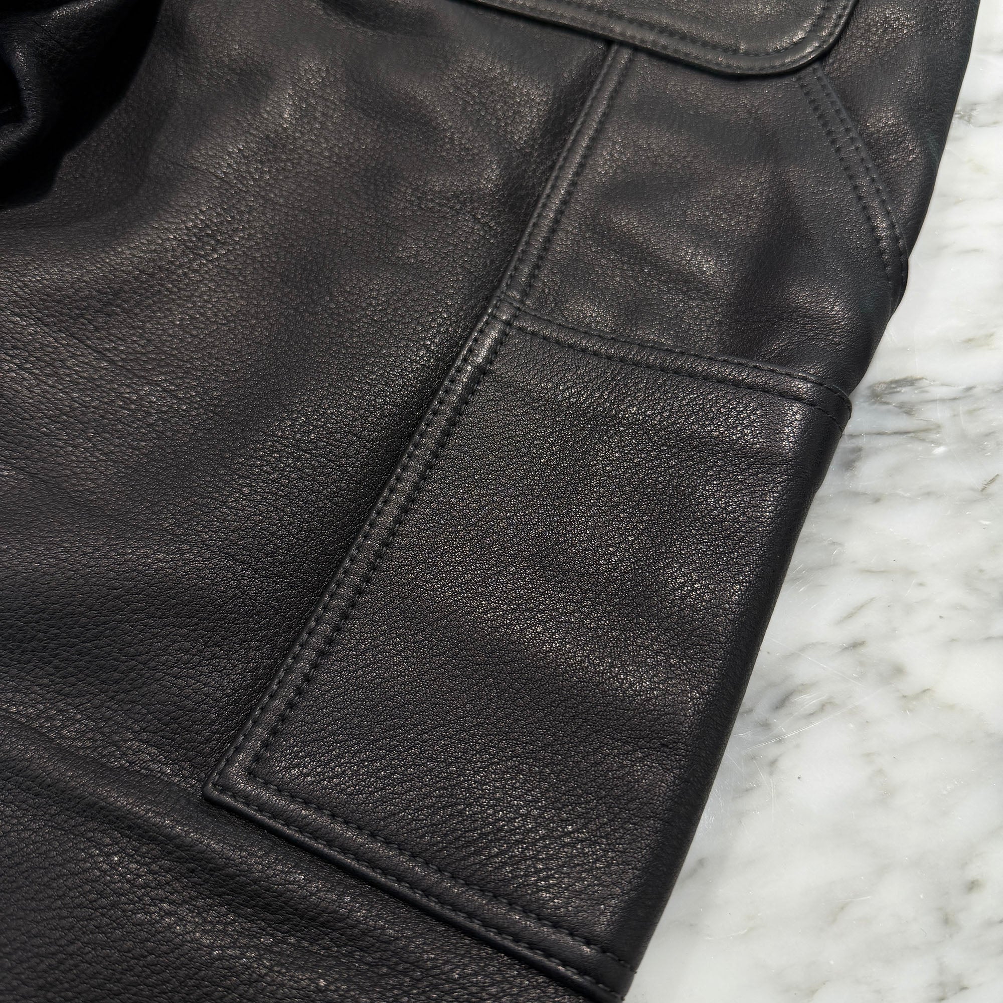 CHROME HEARTS Flare Knee Cross Ball Button Leather Pants Size 32 クロムハーツ フレアニー クロスボールボタン レザーパンツ サイズ32