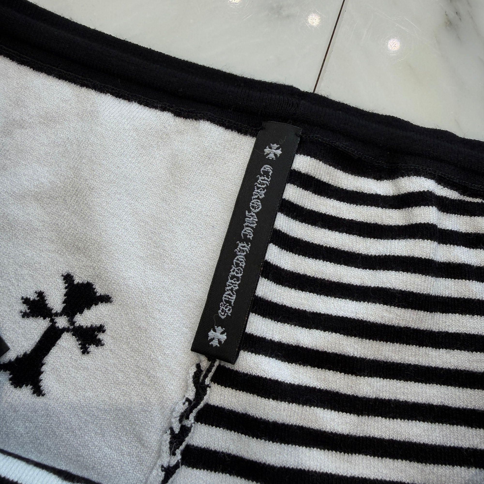 CHROME HEARTS CH Cross Border Knit Shorts Size S クロムハーツ CHクロス ボーダーニットショーツ サイズS