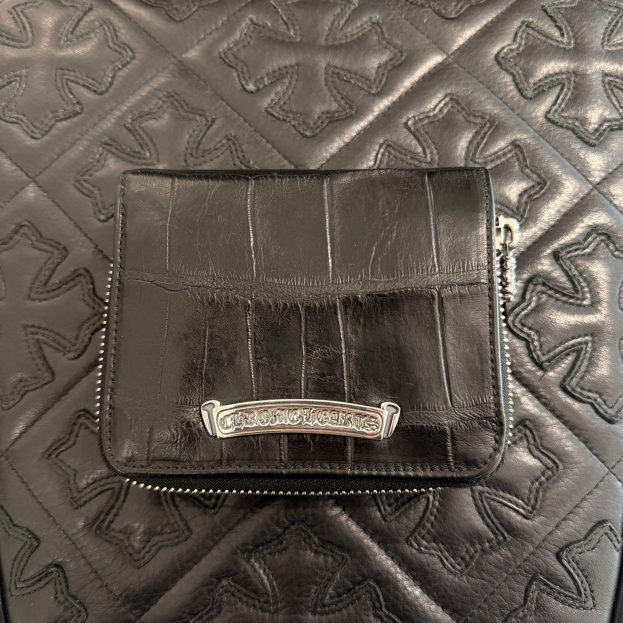 CHROME HEARTS Alligator Leather Square Zip Bill Wallet クロムハーツ アリゲーターレザー スクエアジップ ビルウォレット