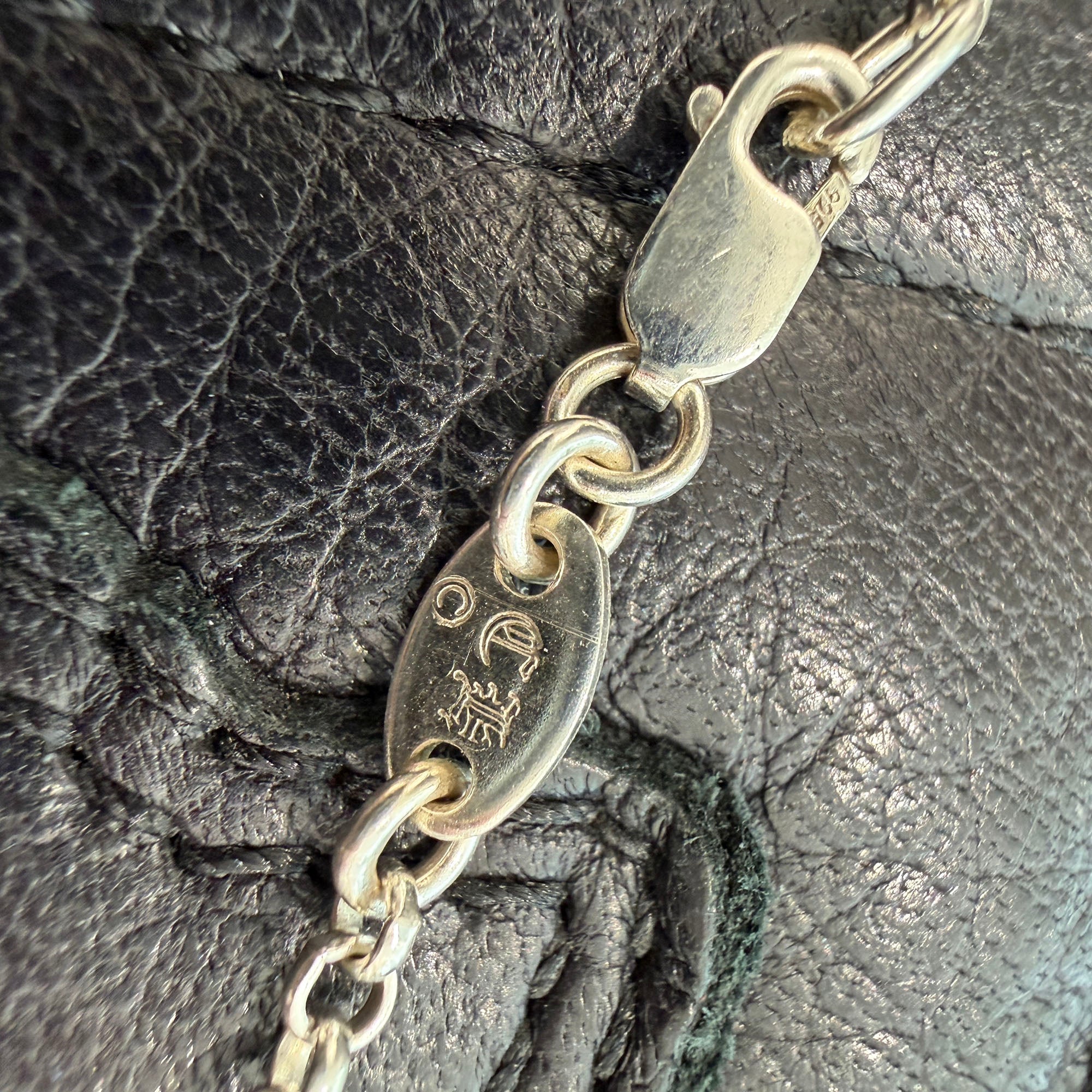 CHROME HEARTS Filigree Cross Charm  Pave Diamond Pendant Top &  Roll Chain Necklace Size 18 Inch クロムハーツ フィリグリークロス チャーム パヴェ ダイヤモンド ペンダントトップ & ロールチェーン ネックレス サイズ18インチ