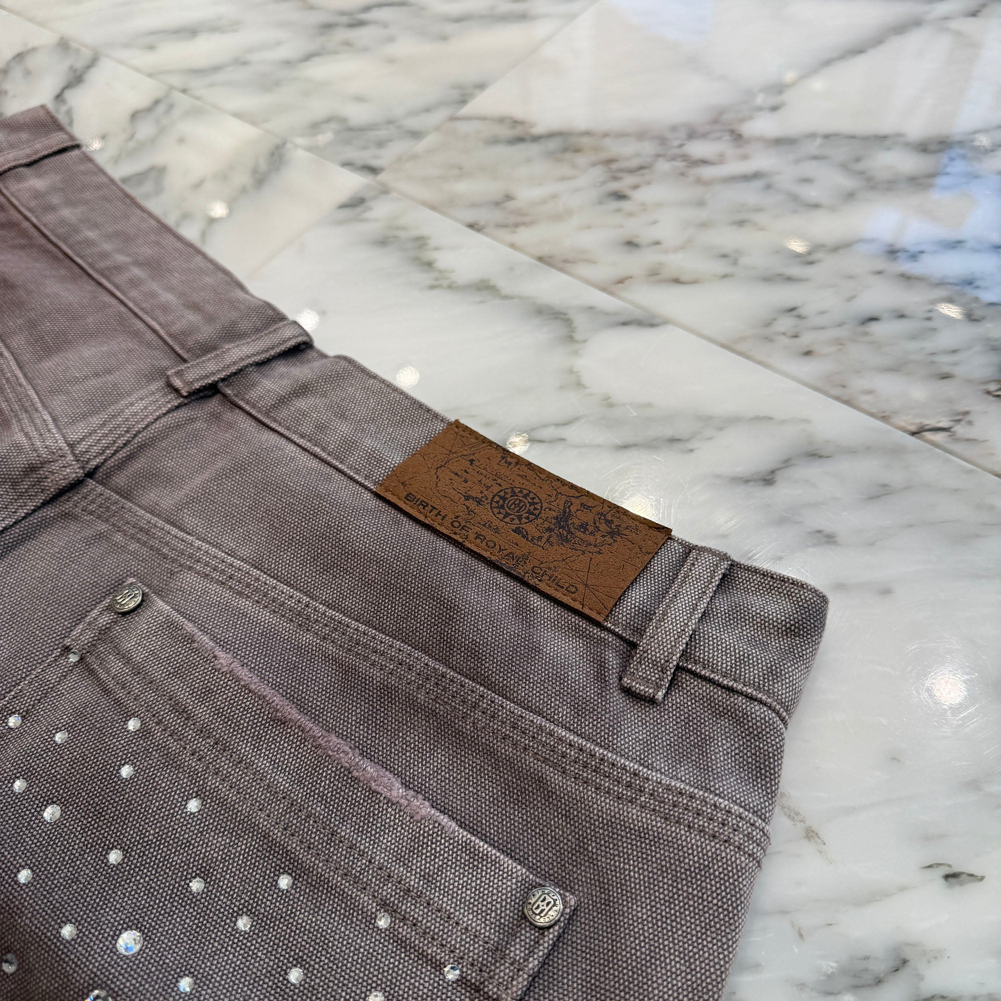 Birth Of Royal Child Rhinestone Carpenter Denim Short Size L バース・オブ・ロイヤル・チャイルド ラインストーンカーペンター デニムショーツ サイズL