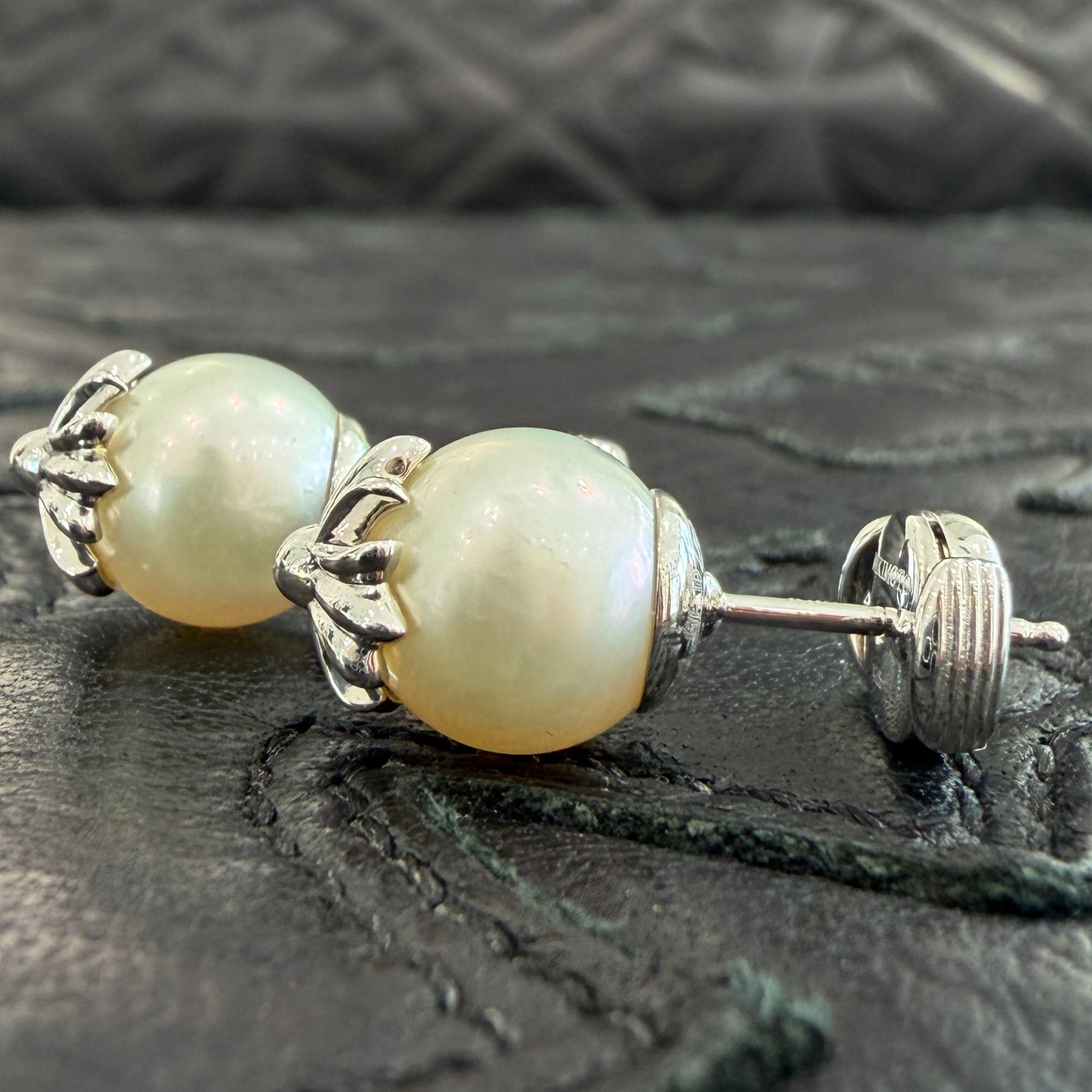 CHROME HEARTS × MIKIMOTO K18 WG White Pearl CH Plus Stud Earrings クロムハーツ × ミキモト K18 WG ホワイトパール CH プラス スタッドピアス