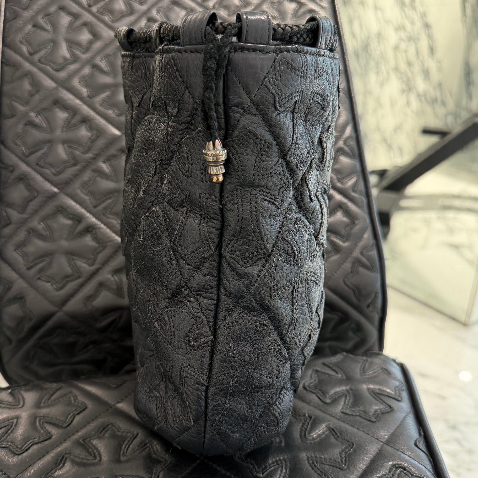 CHROME HEARTS DRAWSTRING Cemetery Cross Patch Sack クロムハーツ ドローストリング セメタリー クロスパッチ サック 巾着