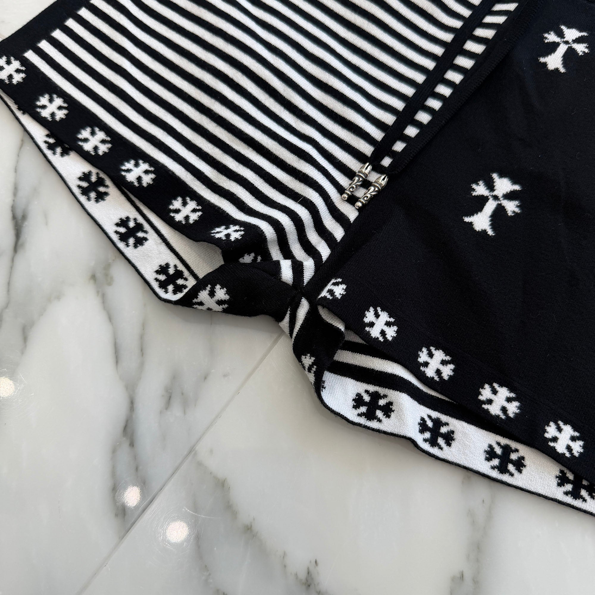 CHROME HEARTS CH Cross Border Knit Shorts Size S クロムハーツ CHクロス ボーダーニットショーツ サイズS