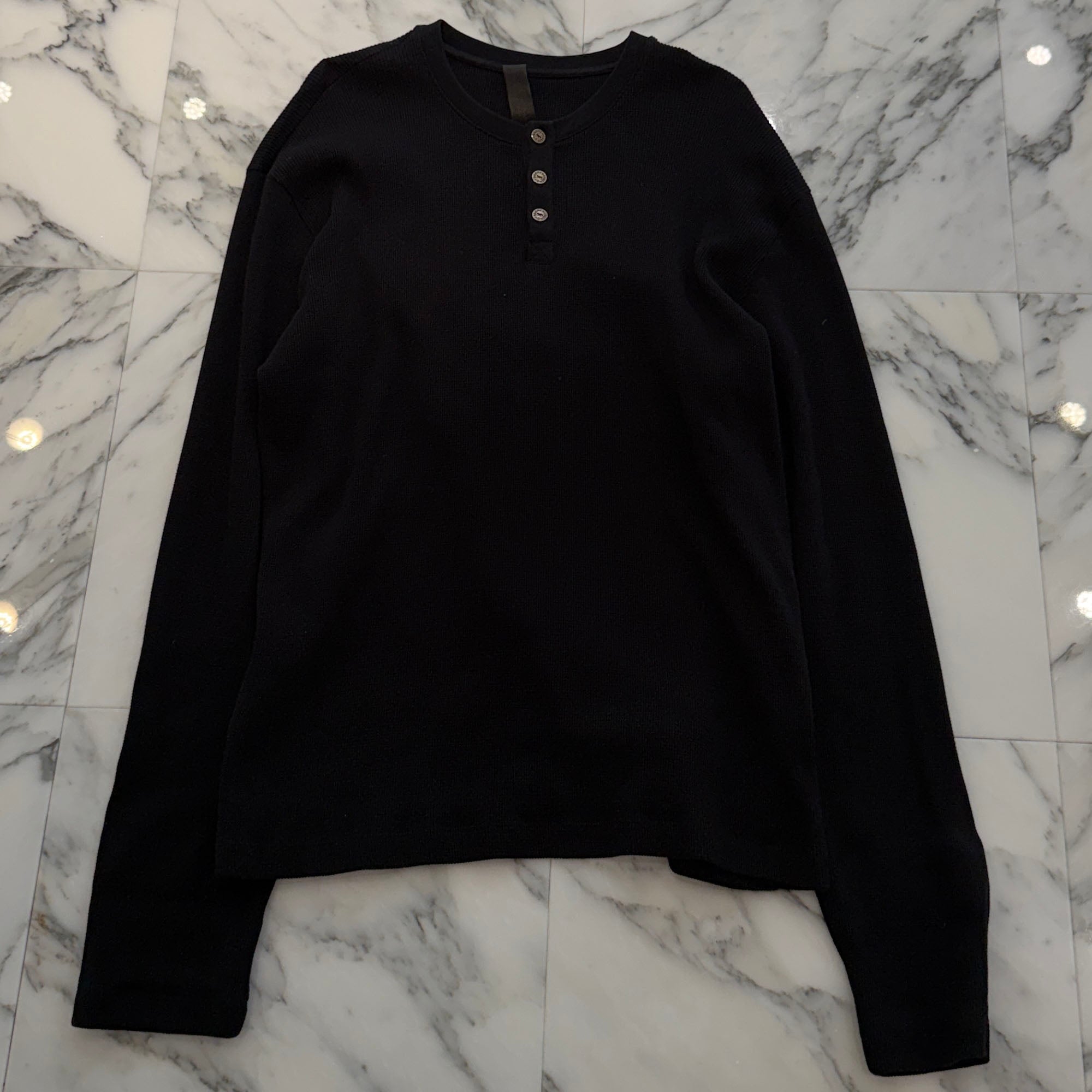 CHROME HEARTS Y NOT King Taco 3 Cemetery Cross Henry Neck Sailin On Thrml Long Sleeve Tee Size XXL クロムハーツ キングタコ 3セメタリークロス刺繍 ヘンリーネック セイリン オン サーマル ロングスリーグ Tシャツ  サイズXXL