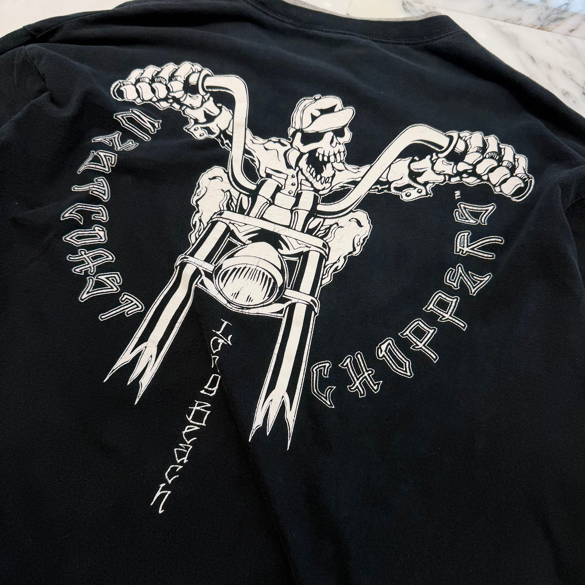 Vintage 00's West Coast Choppers " Skull Doble Layer " Fake Layered L/S Tee ヴィンテージ 00's ウェストコーストチョッパーズ "スカル ダブル レイヤー" フェイクレイヤード ロングスリーブ Tシャツ