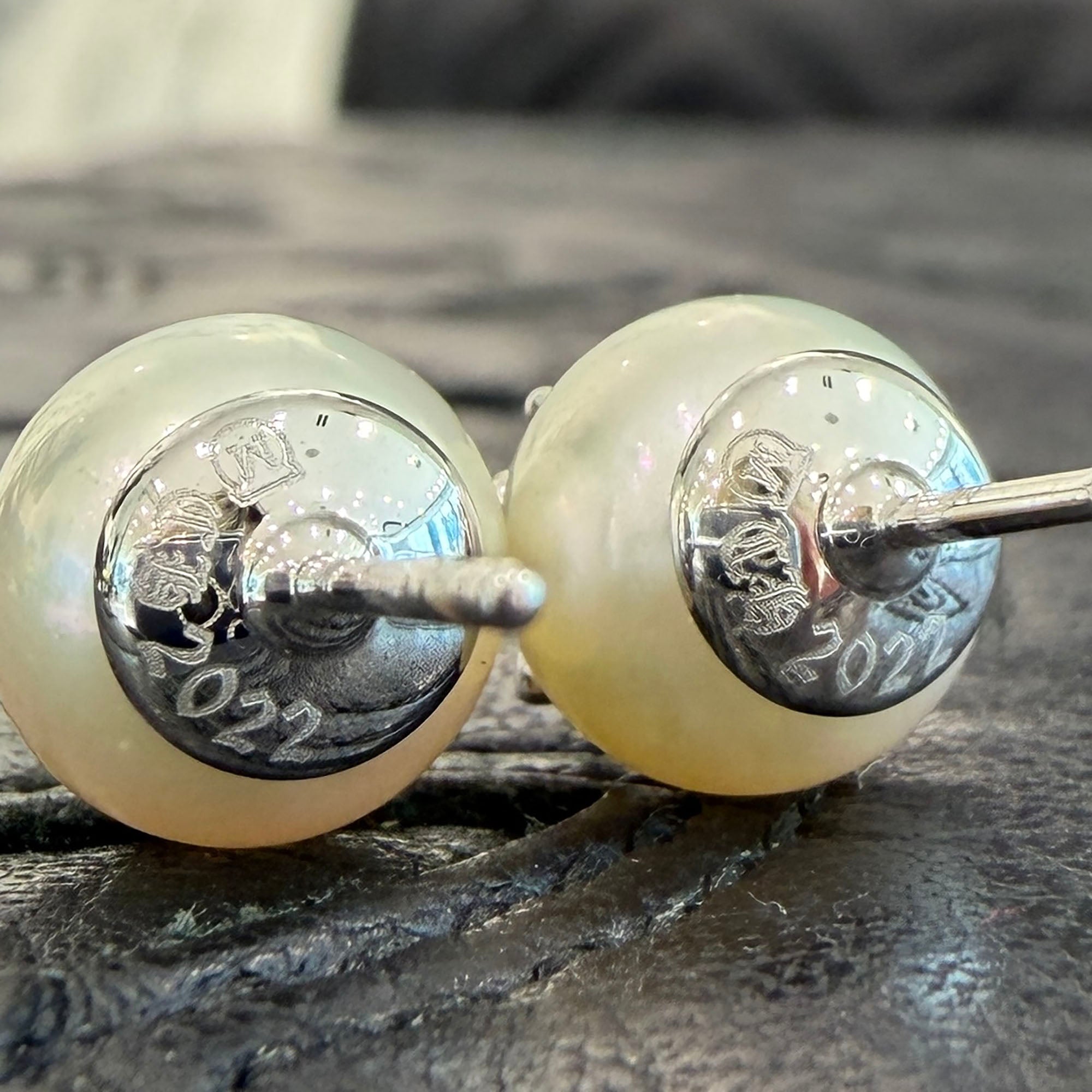 CHROME HEARTS × MIKIMOTO K18 WG White Pearl CH Plus Stud Earrings クロムハーツ × ミキモト K18 WG ホワイトパール CH プラス スタッドピアス