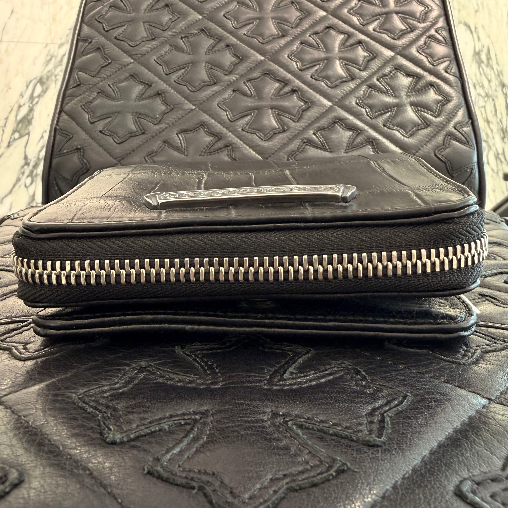 CHROME HEARTS Alligator Leather Square Zip Bill Wallet クロムハーツ アリゲーターレザー スクエアジップ ビルウォレット