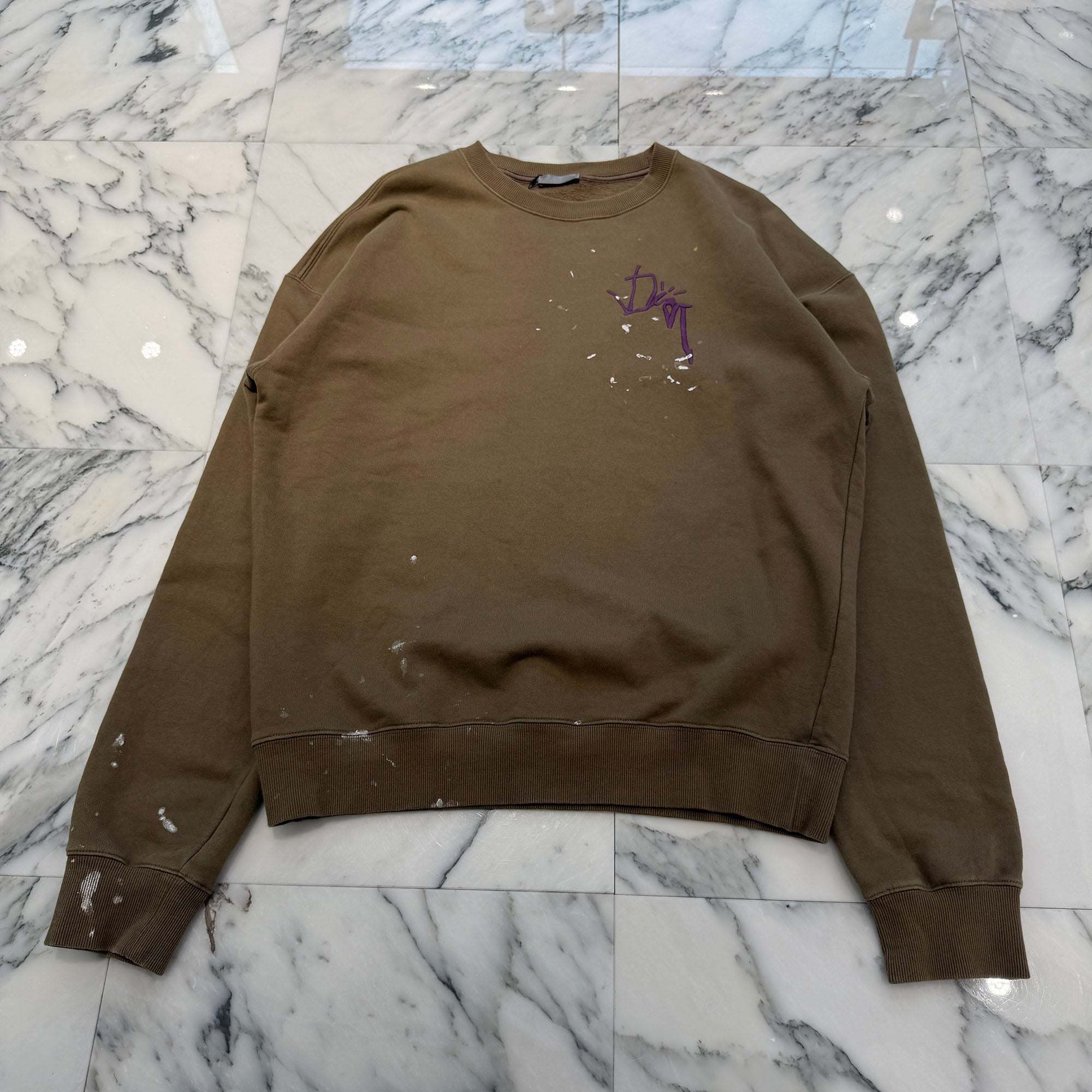 DIOR × Travis Scott 2022AW Logo Embroidery Paint Sweatshirt 283J679A0531 Size M ディオール × トラヴィス・スコット ロゴ刺繍 ペイント スウェットシャツ サイズM