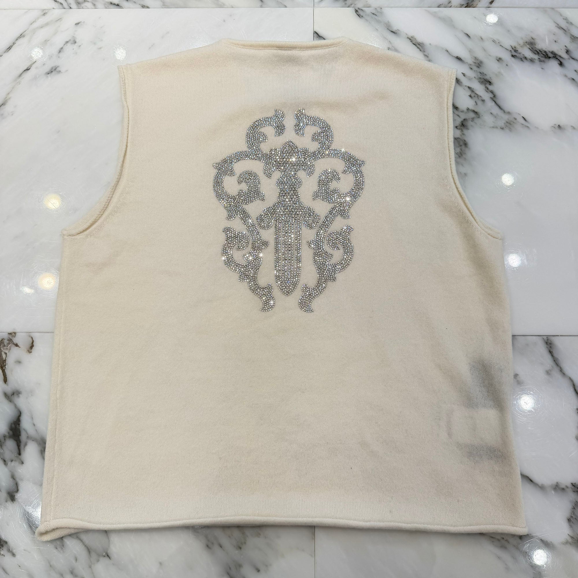 CHROME HEARTS Y Not Rhinestone Vine Dagger Cashmere Sleeveless Tee Size L クロムハーツ ワイノット ラインストーン ヴァインダガー カシミヤ ノースリーブ Tシャツ サイズL