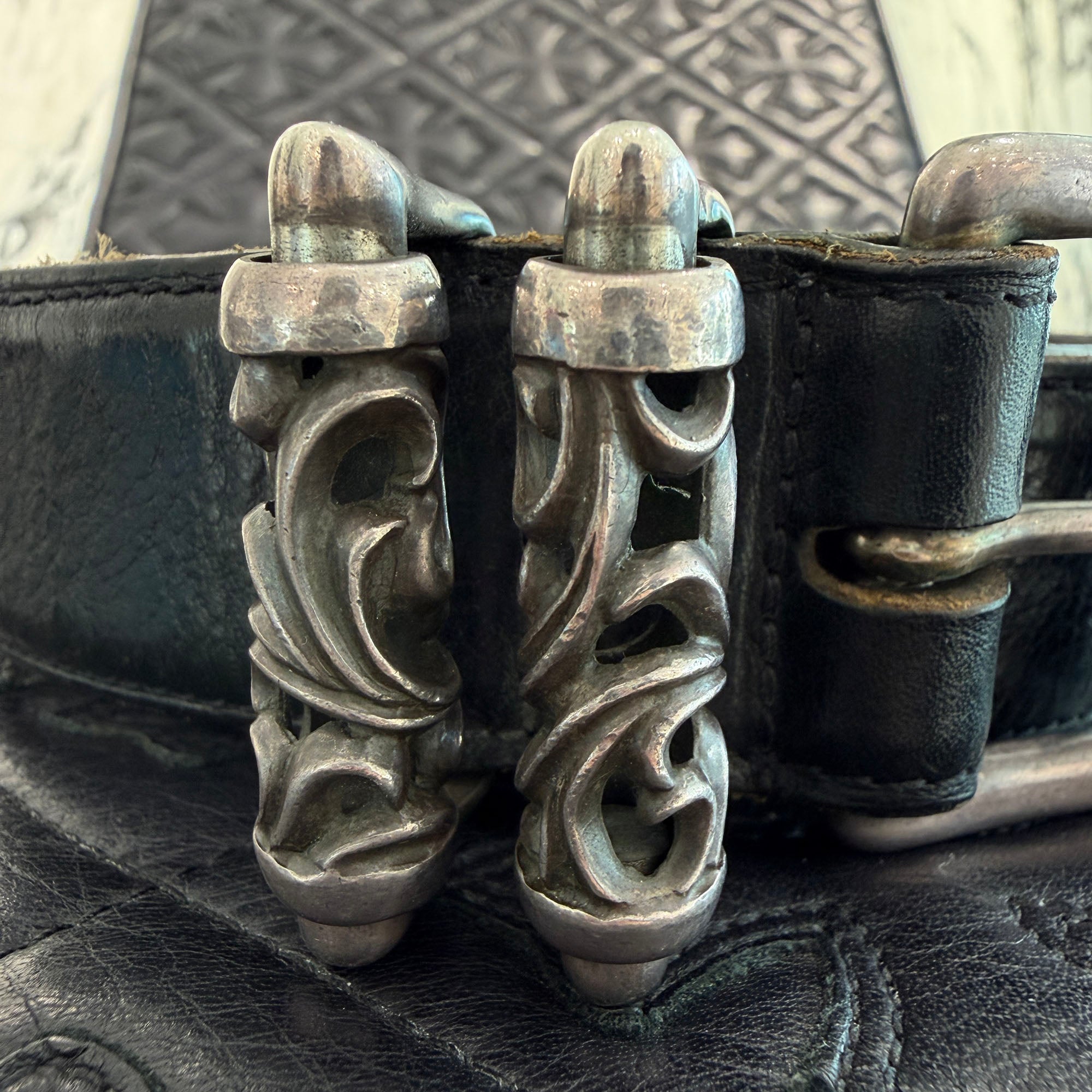 CHROME HEARTS 3PC Roller Leather Belt Size 30 inch クロムハーツ 3PC ローラー レザーベルト サイズ30インチ