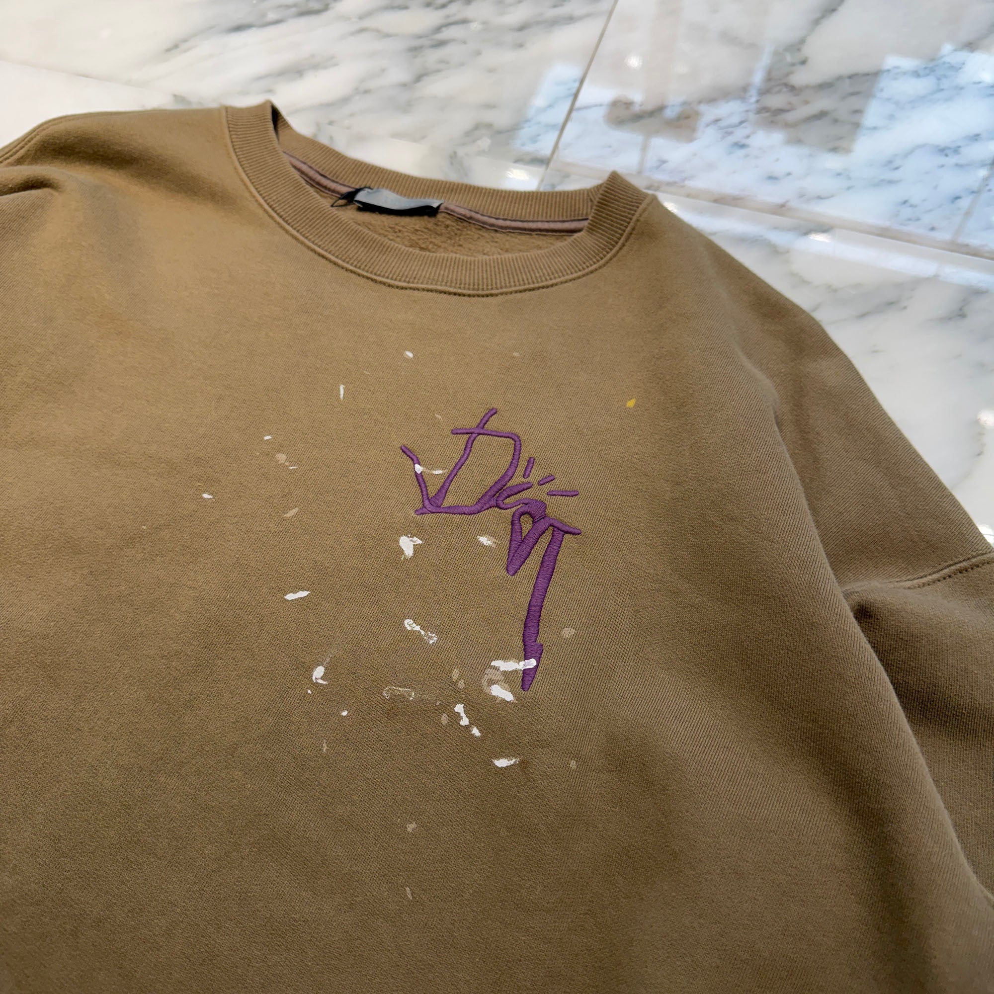 DIOR × Travis Scott 2022AW Logo Embroidery Paint Sweatshirt 283J679A0531 Size M ディオール × トラヴィス・スコット ロゴ刺繍 ペイント スウェットシャツ サイズM