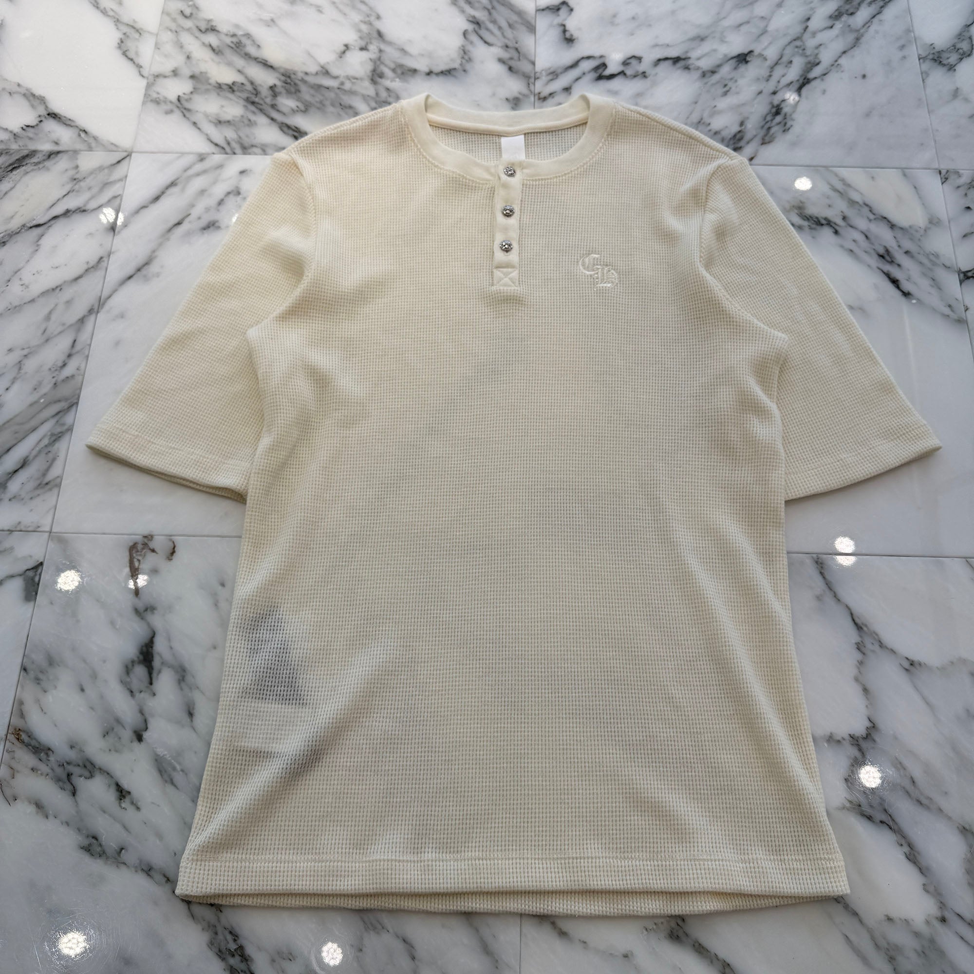 CHROME HEARTS Y NOT CH Embroidery Henry Neck Tee Size L クロムハーツ ワイノット CH刺繍 ヘンリーネック Tシャツ サイズL