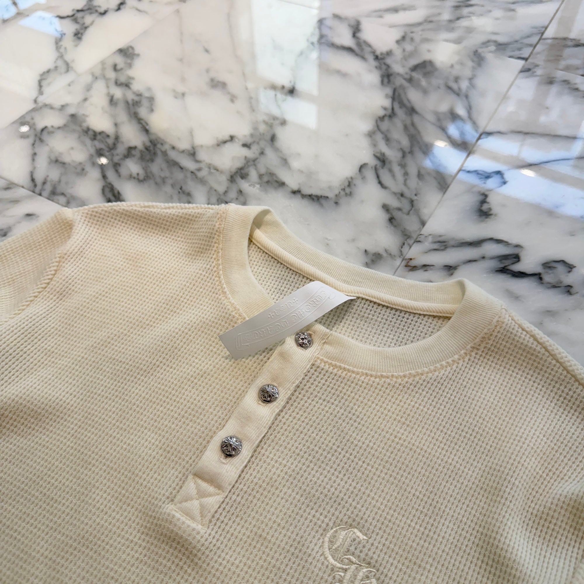 CHROME HEARTS Y NOT CH Embroidery Henry Neck Tee Size L クロムハーツ ワイノット CH刺繍 ヘンリーネック Tシャツ サイズL