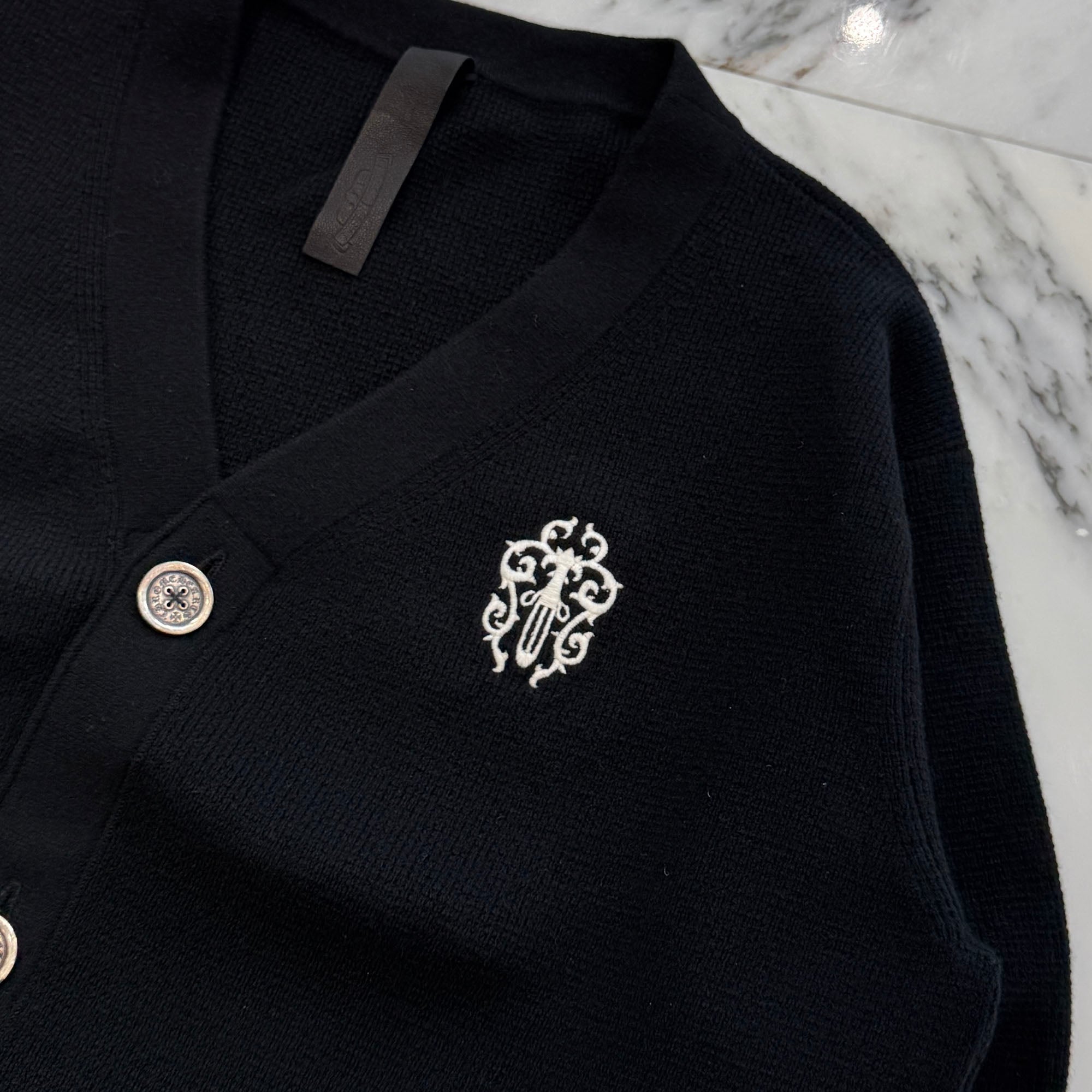 CHROME HEARTS YNOT Vine Dagger Embroidery Cashmere Knit Cardigan Size L クロムハーツ ワイノット ヴァインダガー ロゴ刺繍 カシミヤニットカーディガン サイズL