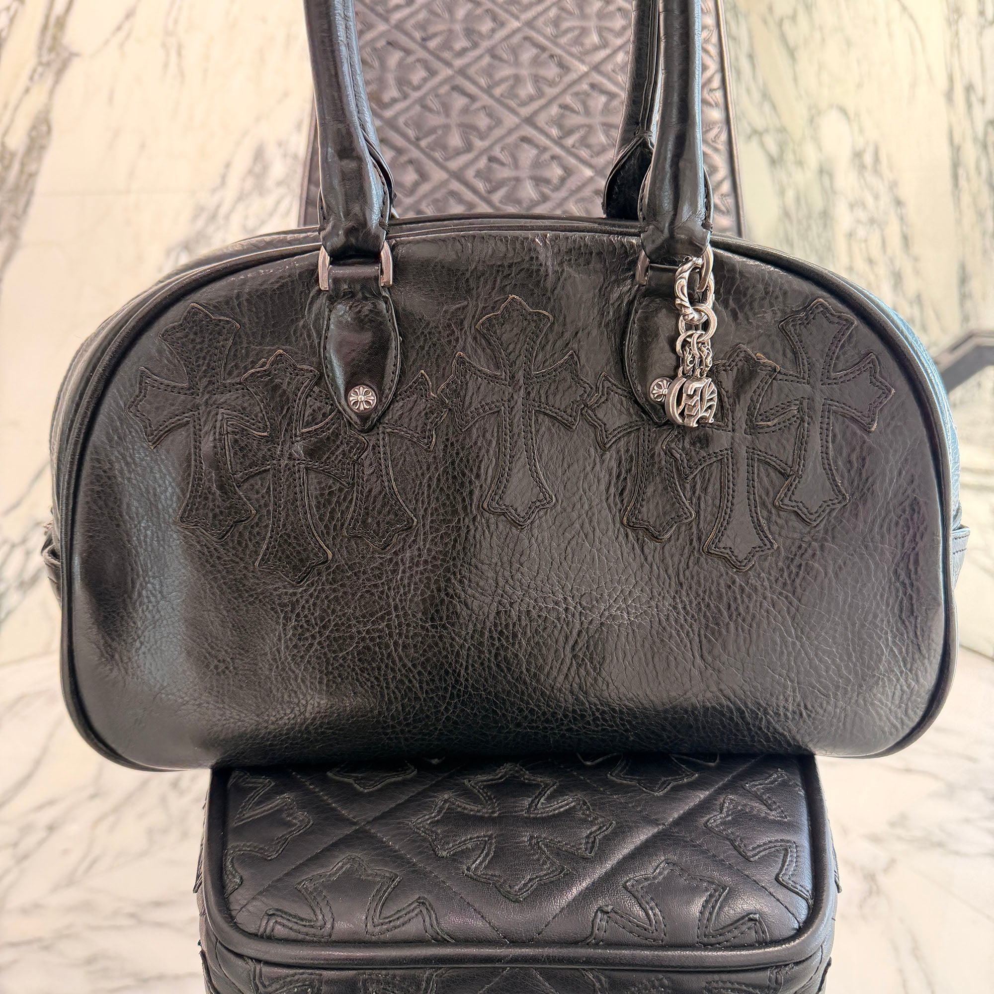 CHROME HEARTS Cemetery Cross Patch GYM Bag クロムハーツ セメタリークロスパッチ ジムバッグ