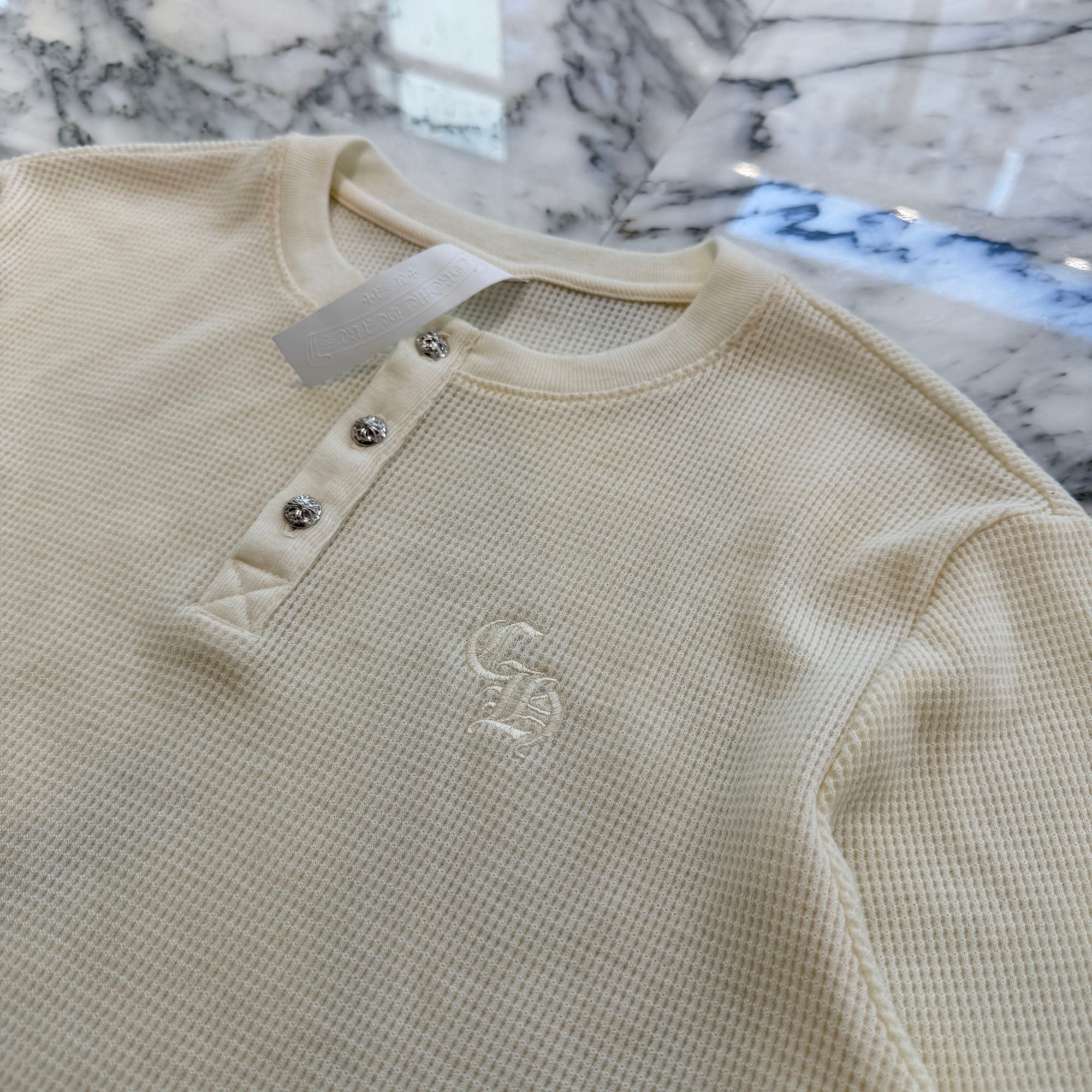 CHROME HEARTS Y NOT CH Embroidery Henry Neck Tee Size L クロムハーツ ワイノット CH刺繍 ヘンリーネック Tシャツ サイズL