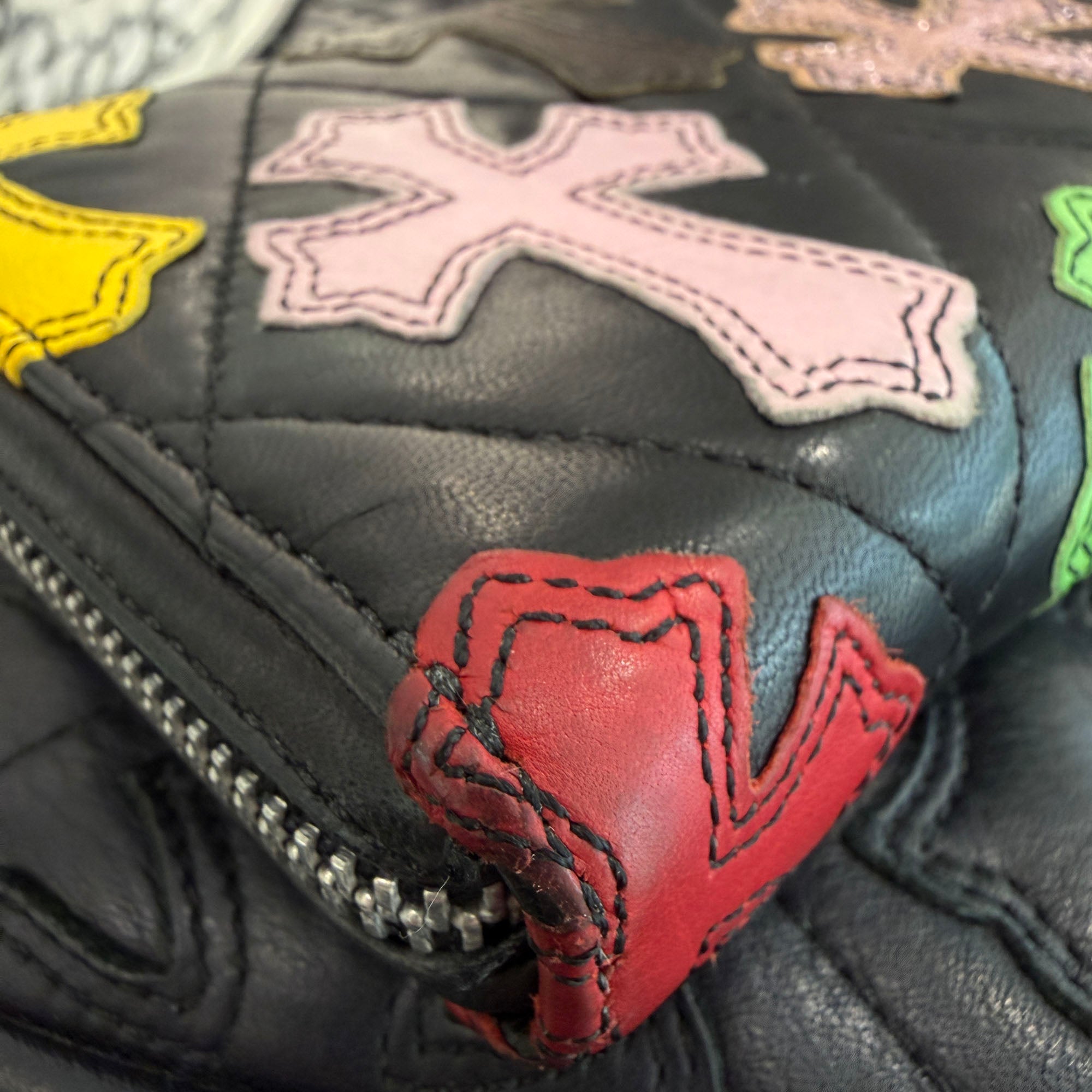CHROME HEARTS Multi Cemetery Cross Leather Patch Quilting Wallet クロムハーツ マルチ セメタリークロス レザーパッチ キルティング ウォレット