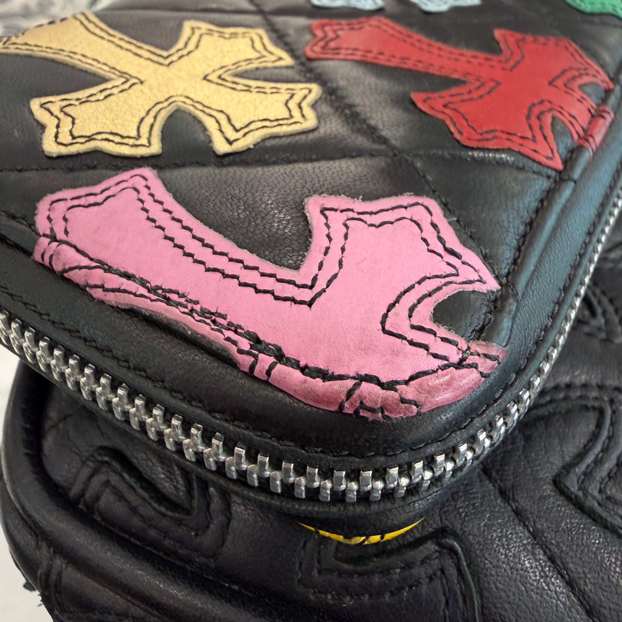 CHROME HEARTS Multi Cemetery Cross Leather Patch Quilting Wallet クロムハーツ マルチ セメタリークロス レザーパッチ キルティング ウォレット