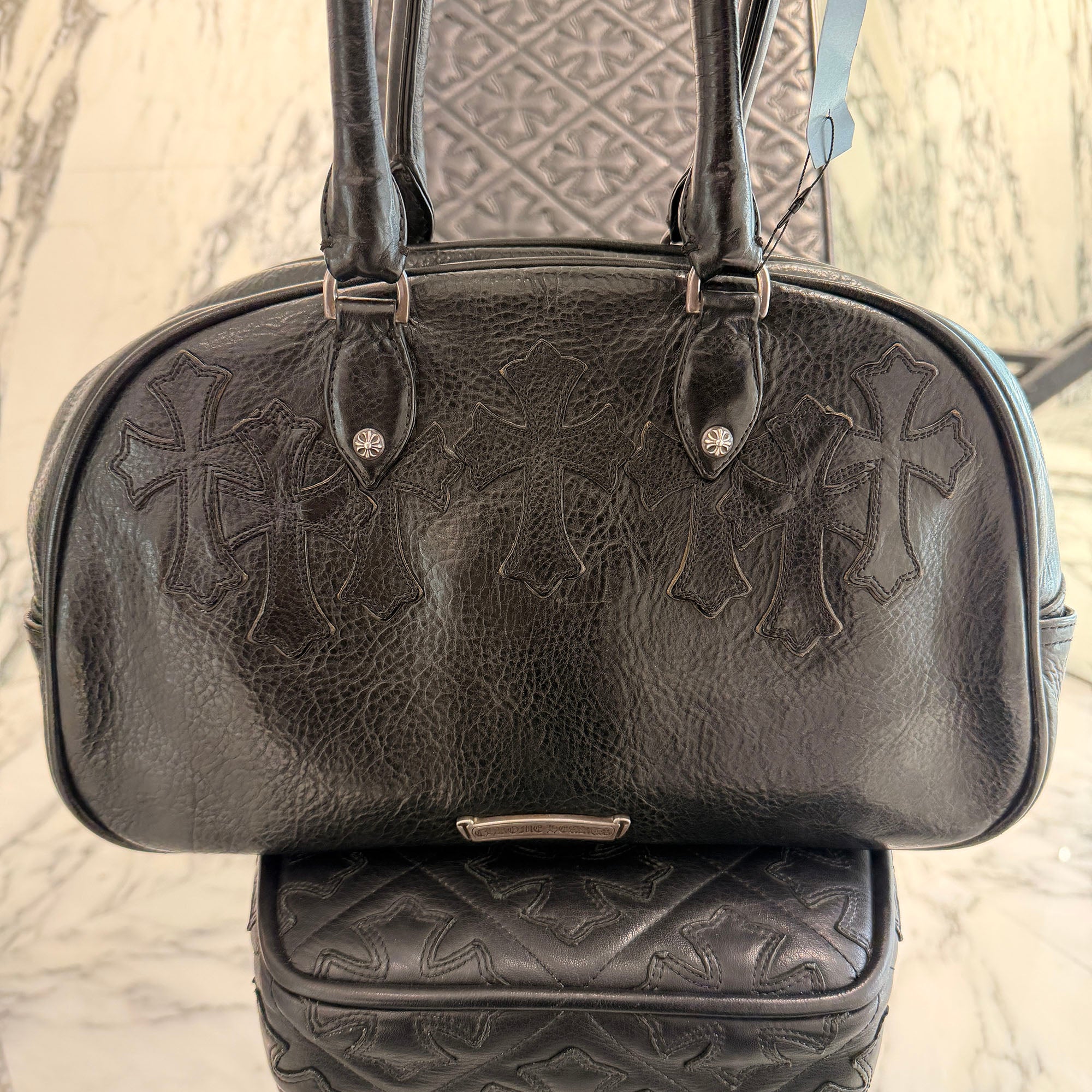 CHROME HEARTS Cemetery Cross Patch GYM Bag クロムハーツ セメタリークロスパッチ ジムバッグ