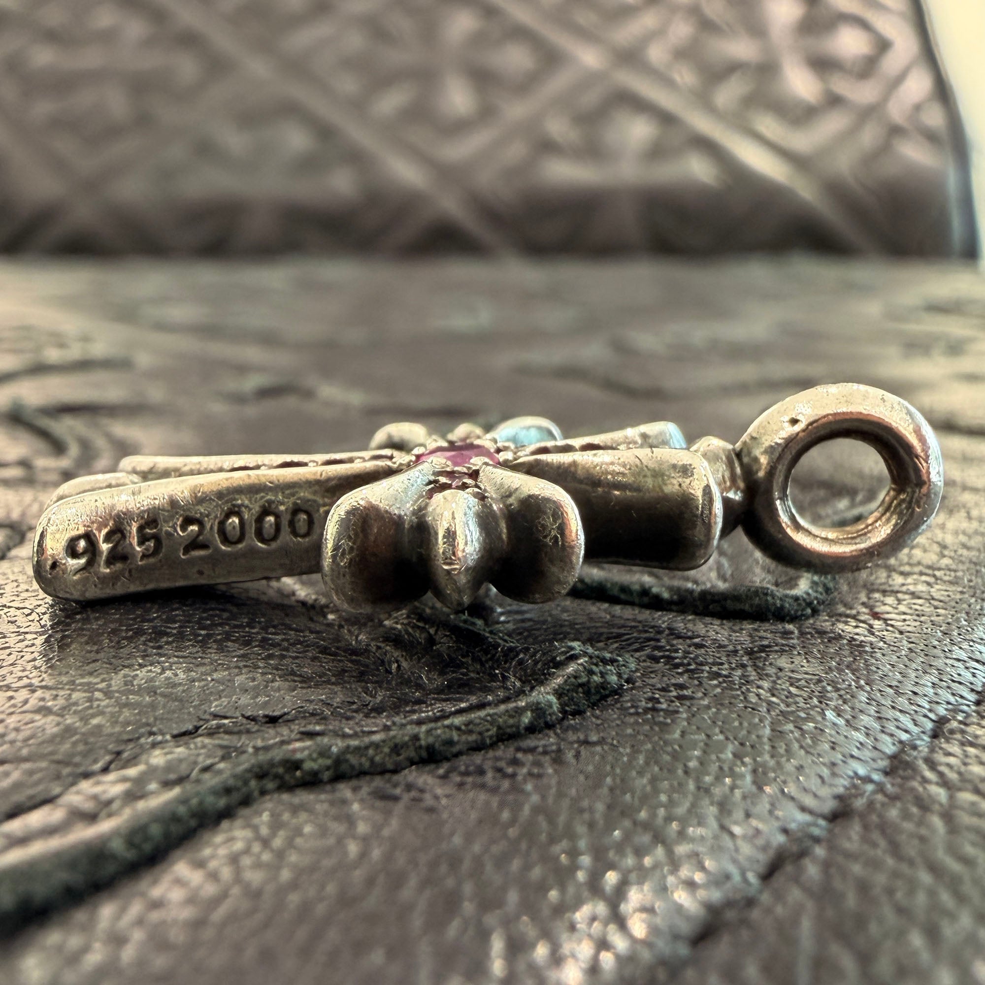 CHROME HEARTS Tiny Fat Cross Pave Pink Sapphire Pendant Top クロムハーツ タイニーファットクロス ピンクサファイア ペンダントトップ