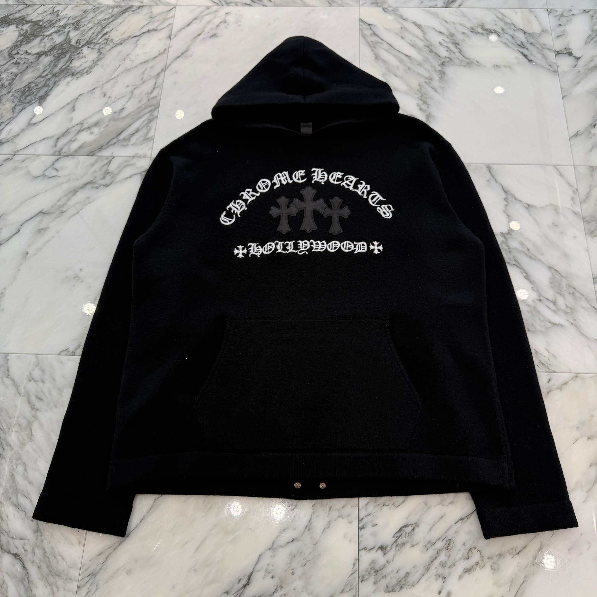 CHROME HEARTS Y NOT King Taco 3Cemetery Cross Cashmere Pullover Hoodie Size L クロムハーツ ワイノット キングタコ 3セメタリークロス カシミアプルオーバーフーディー サイズL